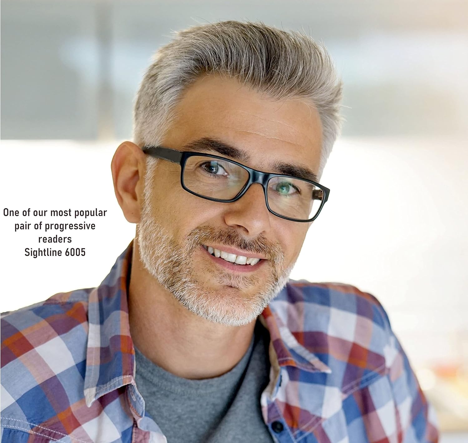 Sightline Progressive Power Reading Glasses Multifocus Lenses in a Optical Quality Eyeglass Frame 6005 Blue 2.50