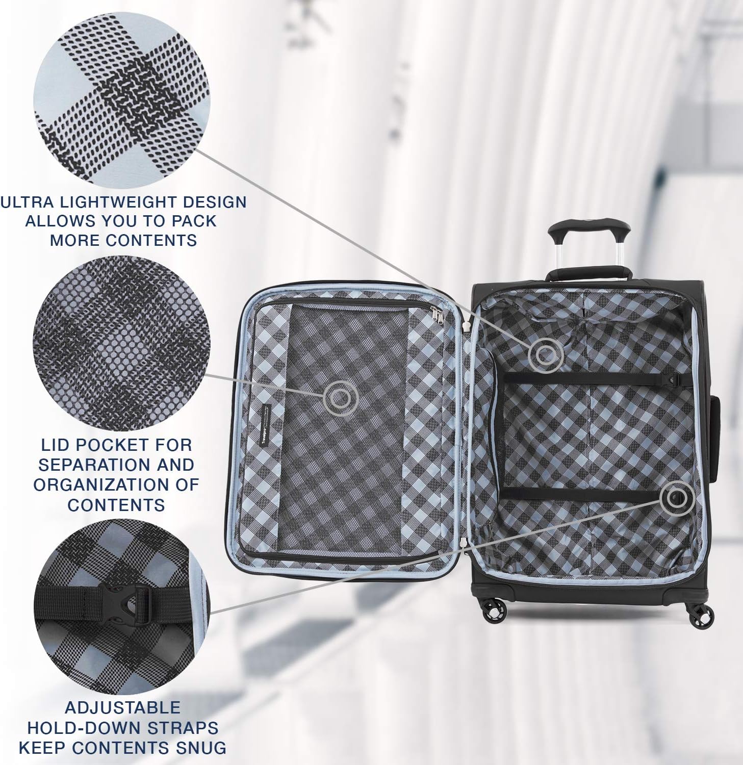  | Travelpro Maxlite 5 Softside Expandable Spinner Wheel Luggage, Black, Checked-Medium 25-Inch | Carry-Ons
