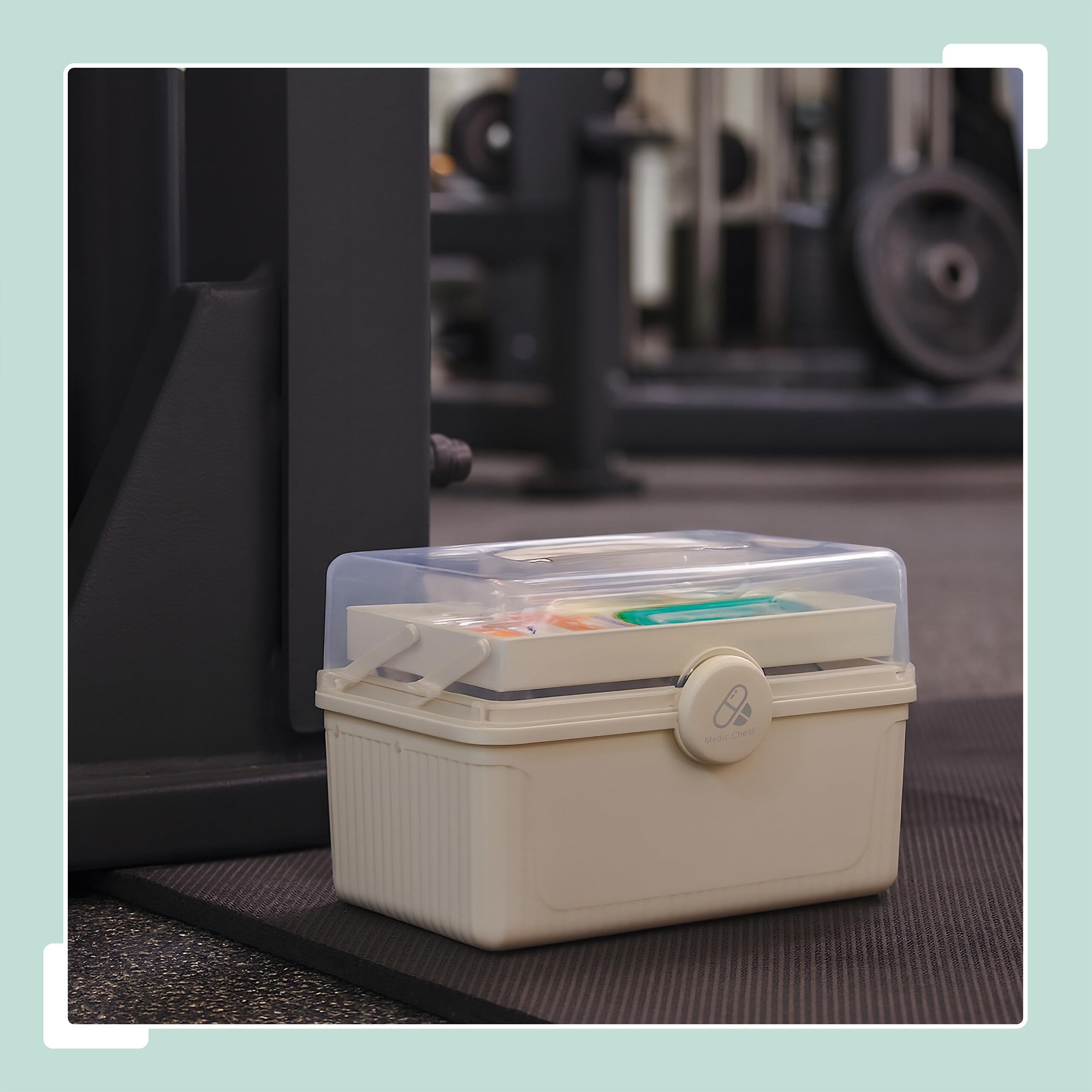 Relaxdays Cassetta Kit Pronto Soccorso, 7 Scomparti, Box Medicinali, Emergenze Mediche, Plastica, HLP: 20,5x30x21 cm