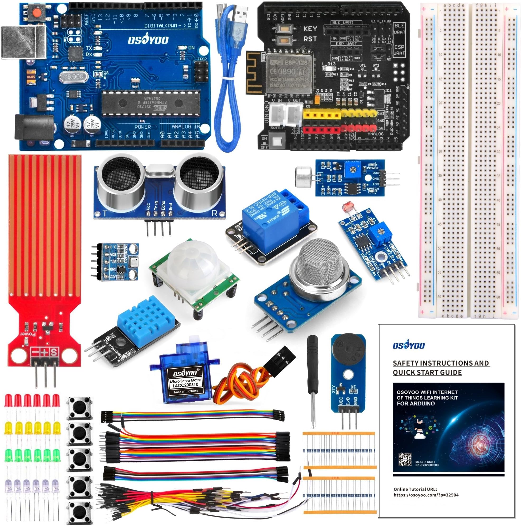 OSOYOO WiFi Internet of Things Learning Kit for Arduino | Include ESP8266 WiFi Shiled | Smart IOT Mechanical DIY Coding for Kids Teens Adults Programming Learning How to Code