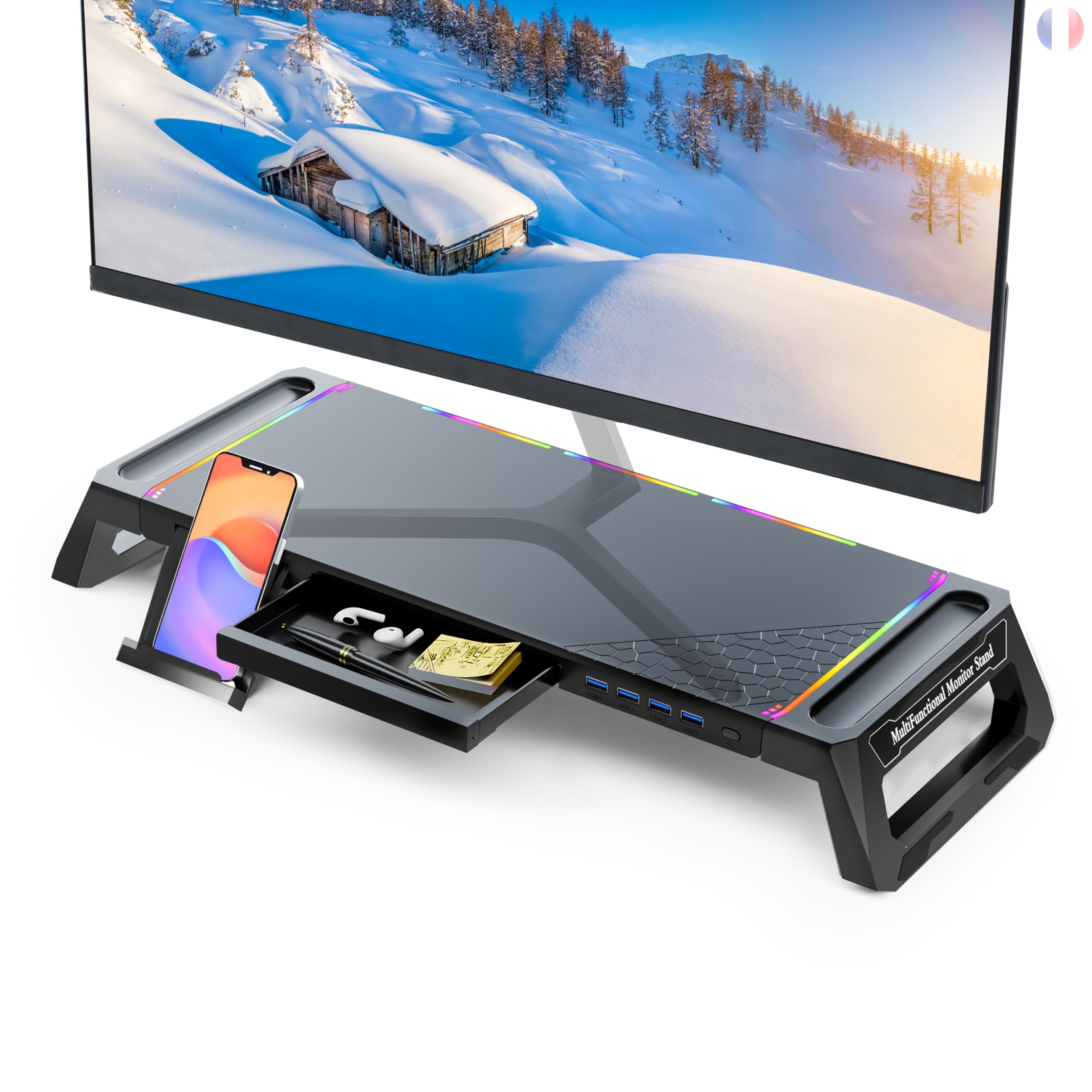 support moniteur bureau 4 ports usb 3.0