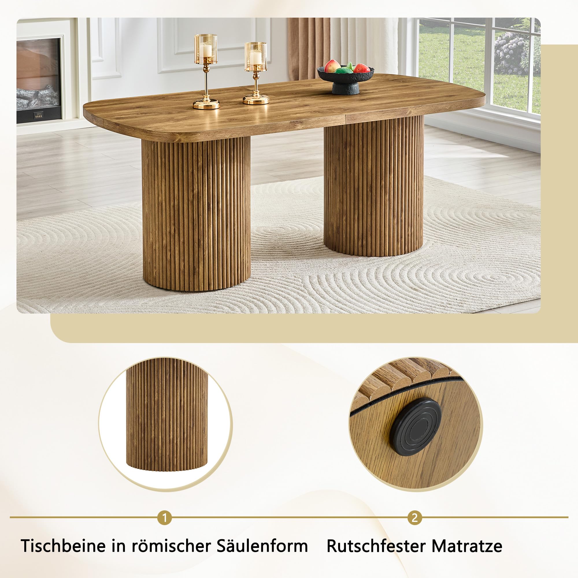 Generisch Tavolo da pranzo ovale per 6-8 persone in stile Wabi-Sabi Mid-Century