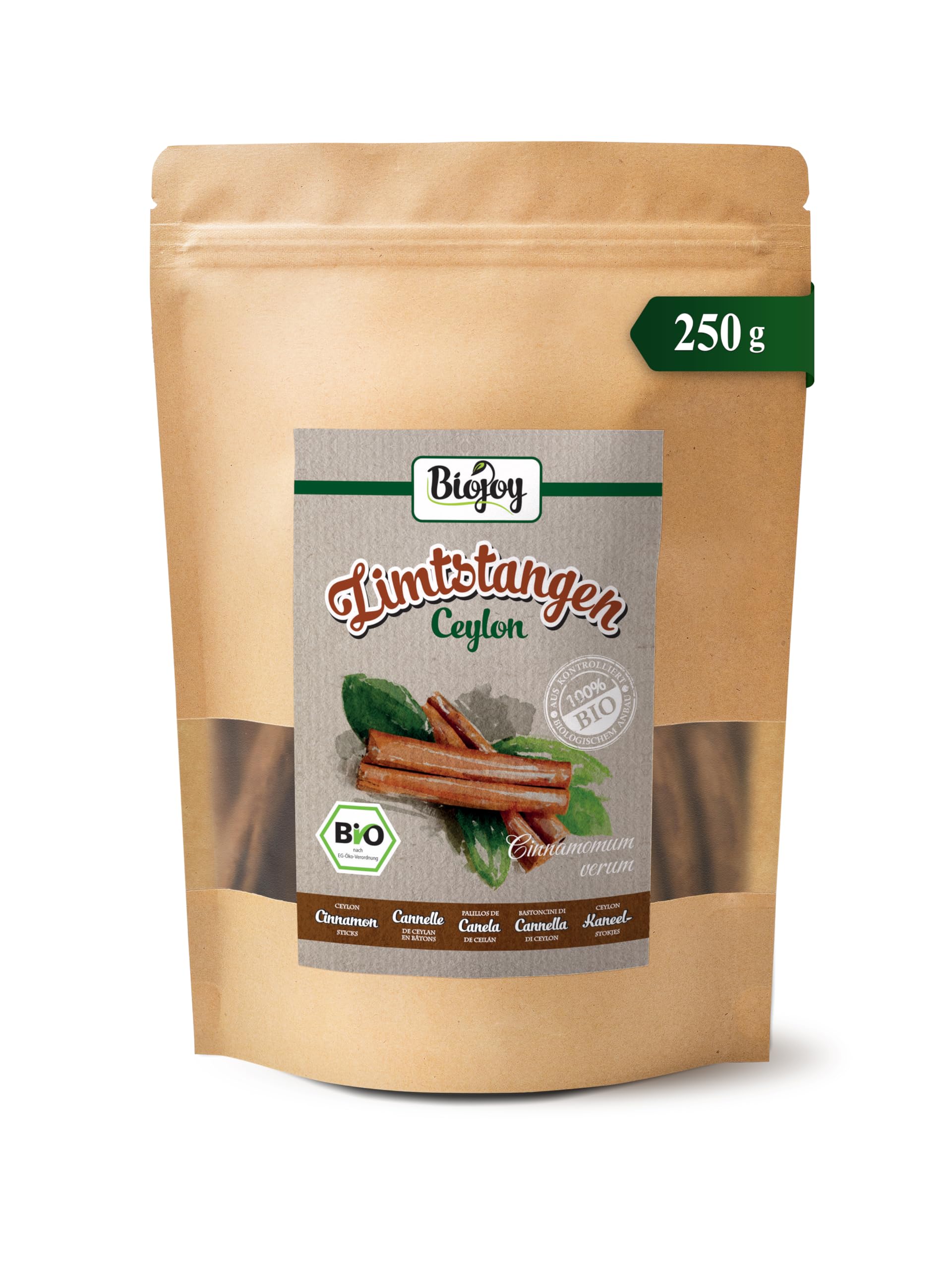 Biojoy Bâtons de cannelle de Ceylan BIO 8-12 cm (250 g), entiers, environ 50 morceaux