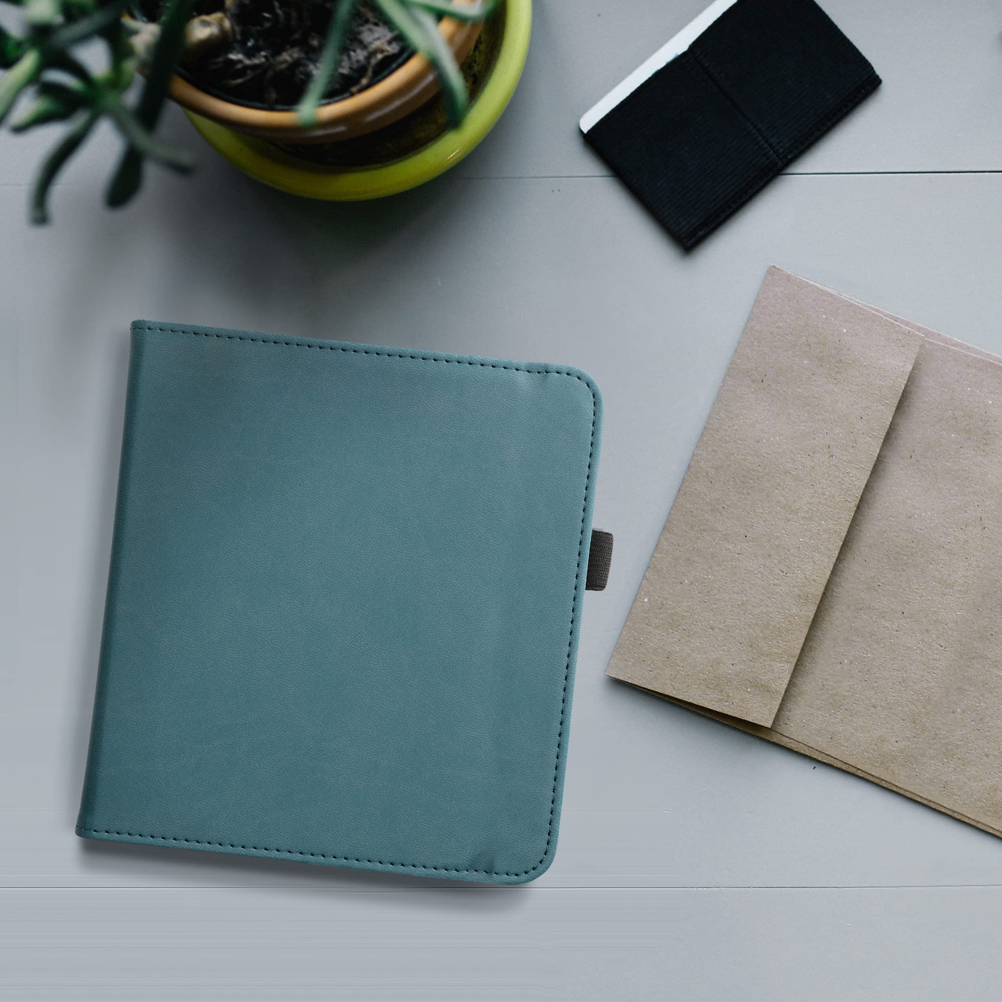 Custodia Per Kobo Libra 2 Kwmobile - Cover Con Leggio, Portatessere E Chiusura Magnetica, Petrolio - Foto 5