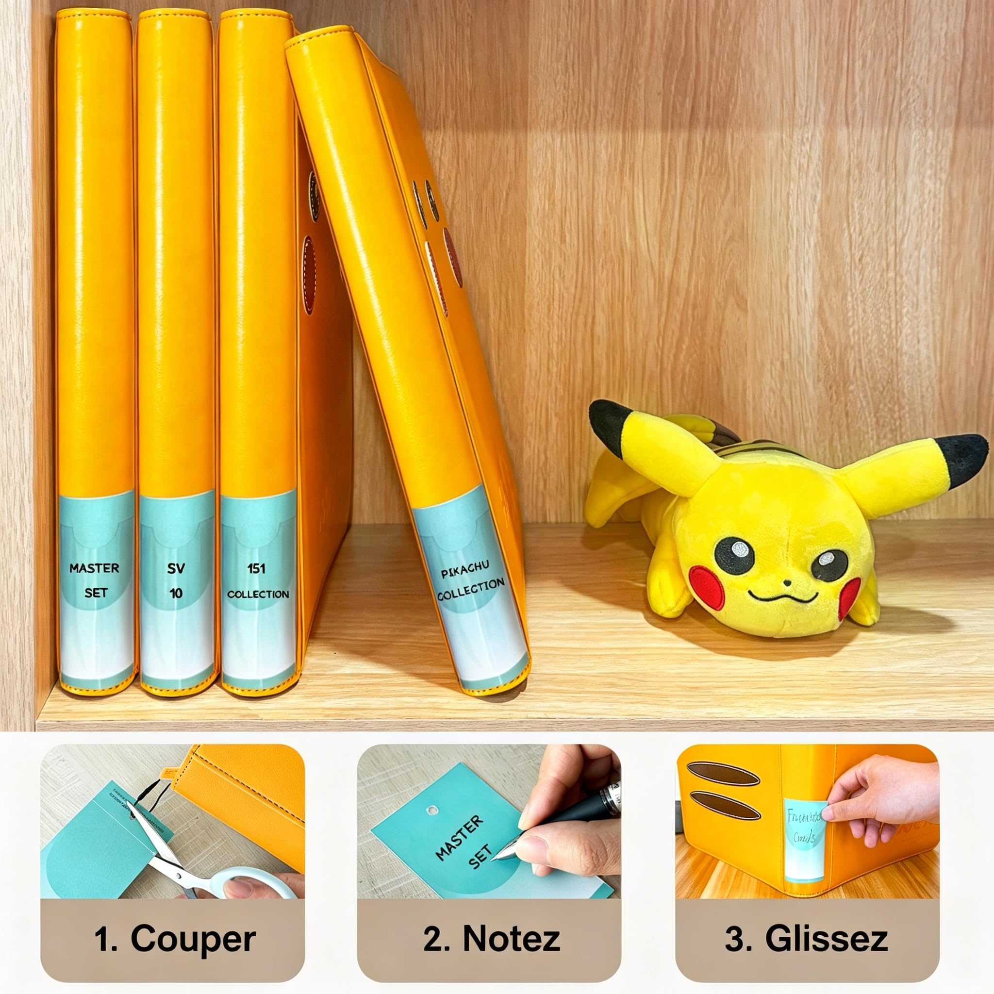 Douper Classeur de Cartes à Collectionner 9 Pochettes, Capacité 360 Cartes | Album de cartes pour jeux de cartes à collectionner avec pochettes à chargement latéral - Jaune