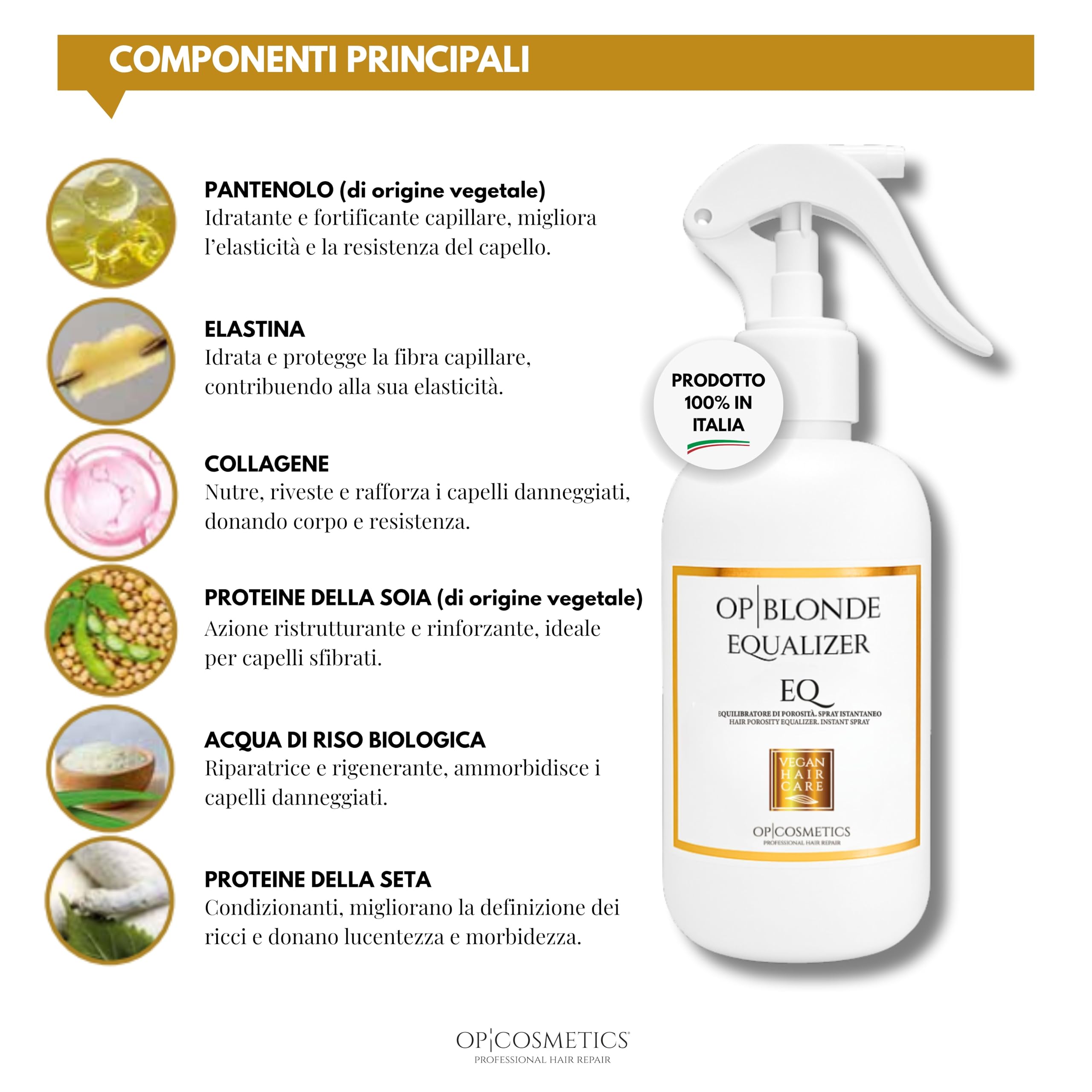 OP|BLONDE Equalizer | Spray Termoprotettore Capelli | Trattamento Professionale Capelli Danneggiati, Colore Brillante in 3 Minuti | Anticrespo Capelli Made in Italy 250 ml