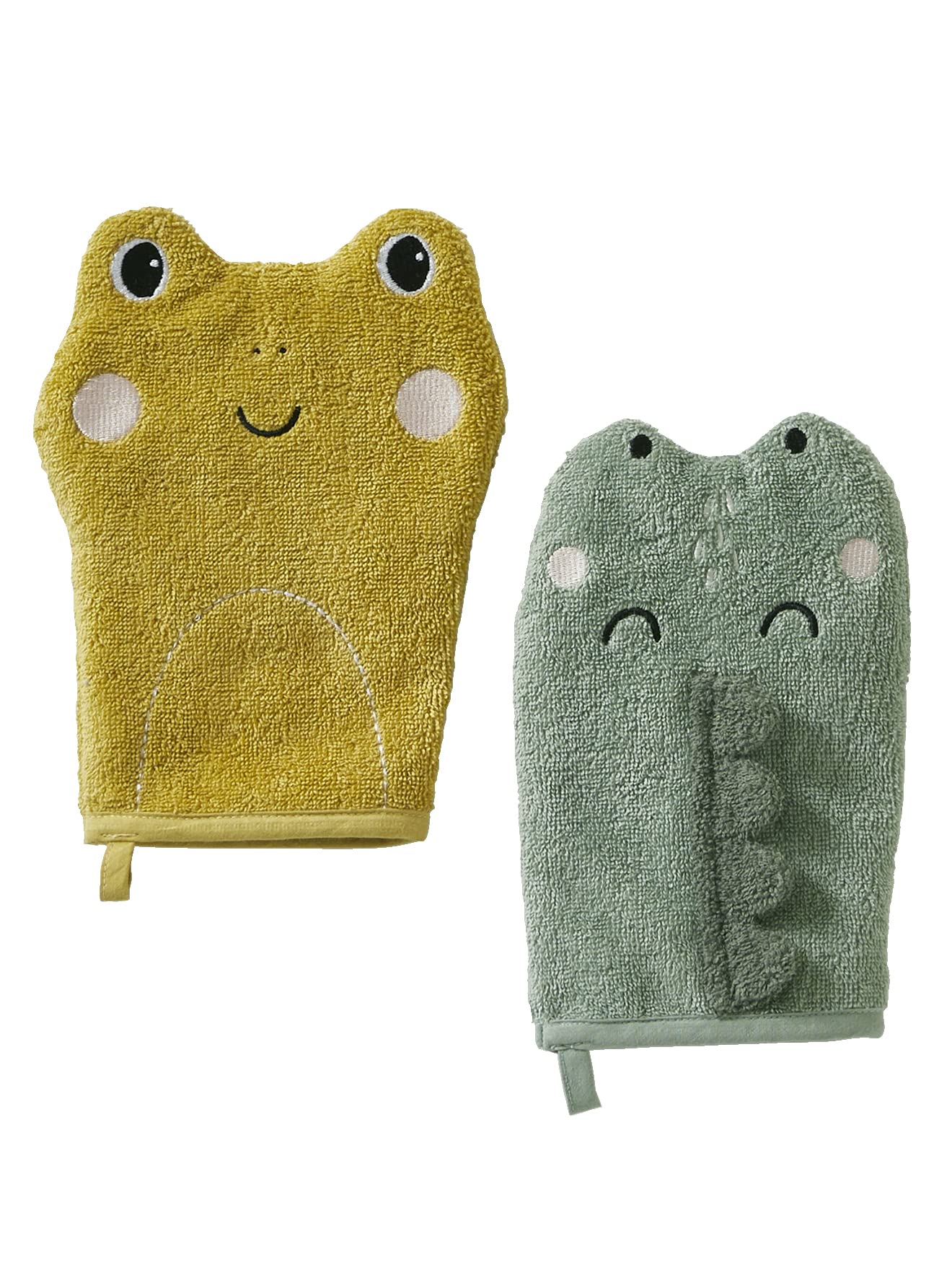 VERTBAUDET Lot de 2 gants de toilette Animorigolo vert sauge TU