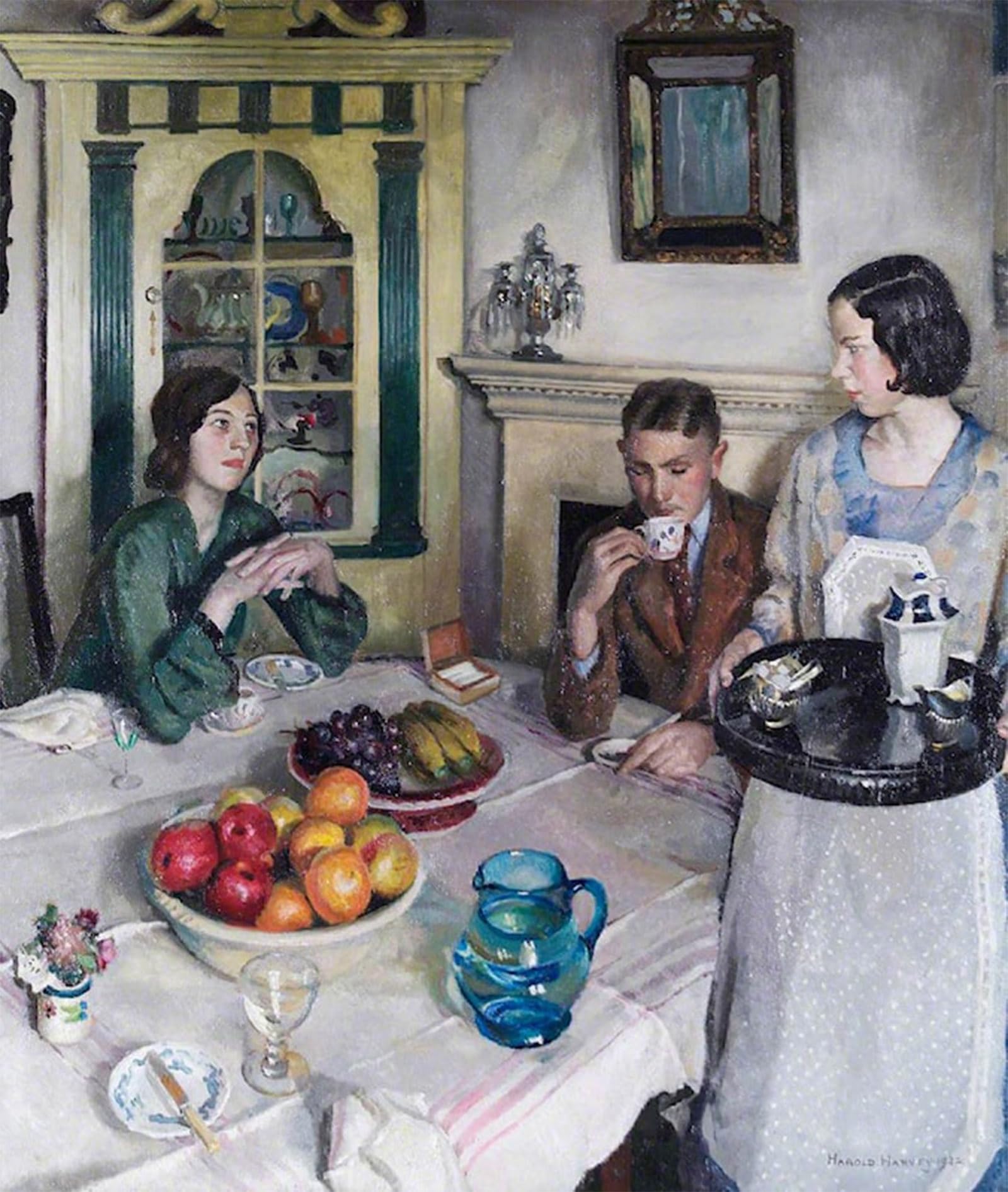 POSTERIIk Vintage Art Print Images Pictures Print the Young Menage by Harold Harvey Modern Colour Posters for Office Home Decor 60x90cm