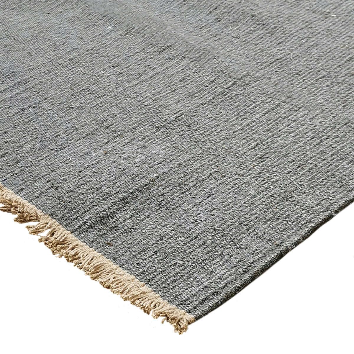 Tapis en jute et coton avec franges gris clair 160x230 - style bohème