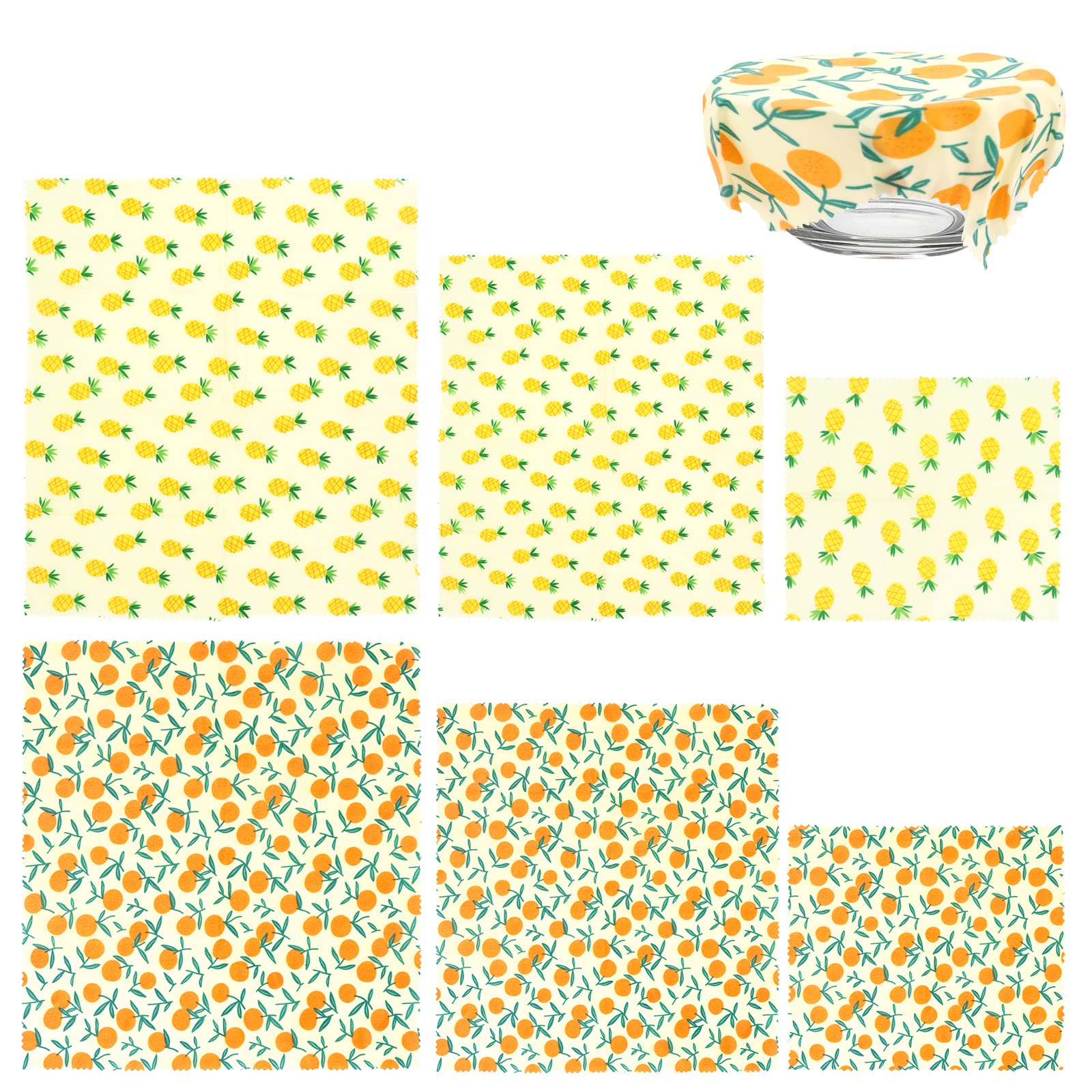 Beeswax Food Wrap, Reusable Sandwich Wrap, Fridge Wraps, Wax Paper for Food, Sandwich Wraps, Eco Environmentally Friendly Fresh Keeping for Longer Wax Paper Set of 6