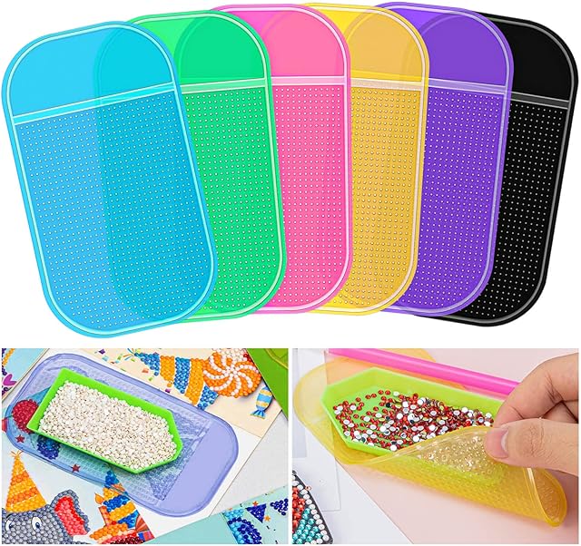 Anti-Slip Tools Sticky Mat for Diamond Painting Sticky Gel Pad Non-Slip Universal Mount Holder, 5.1 x 2.7 Inch, 6Pcs