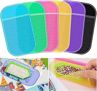 6 alfombrillas adhesivas antideslizantes para pintura artística de diamantes, 14 x 8 cm, almohadilla de gel universal antideslizante para accesorios de pintura de diamante 5D para niños o adultos