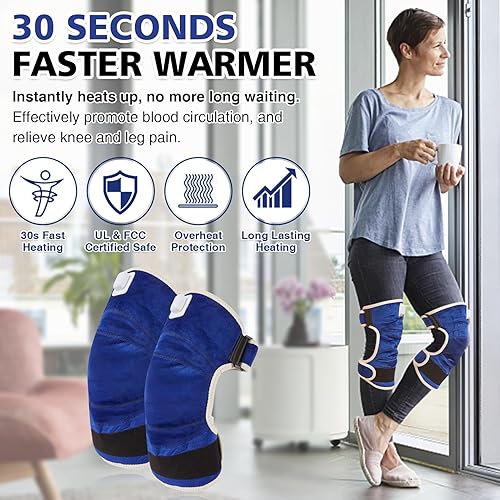 Miniatura 5 de JOBYNA 2 almohadillas térmicas para aliviar el dolor de rodilla, rodilleras de calor rápido de 30 segundos con apagado automático, nivel de calor de