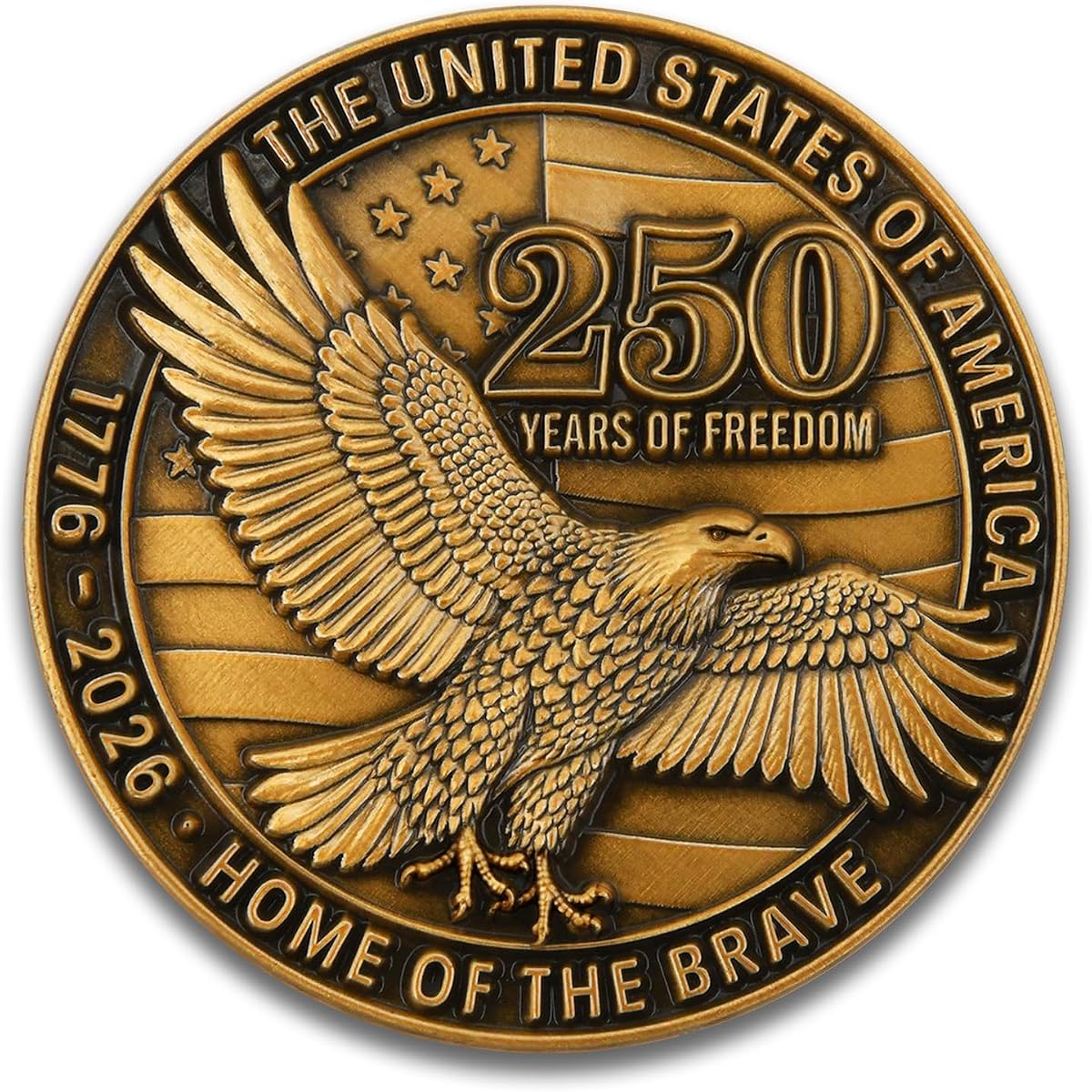 Moneda conmemorativa de aleación de zinc del 250 aniversario de EE. UU. - Libertad y coraje de los Estados Unidos de América 1776-2026