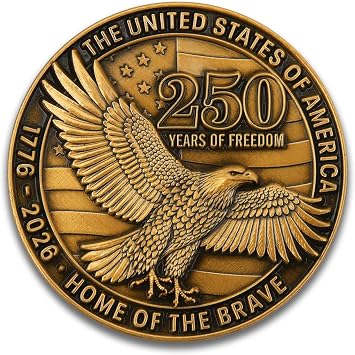 USA 250th Anniversary Commemorative Zinc Alloy Coin - United States of America Liberty & Courage 1776-2026
