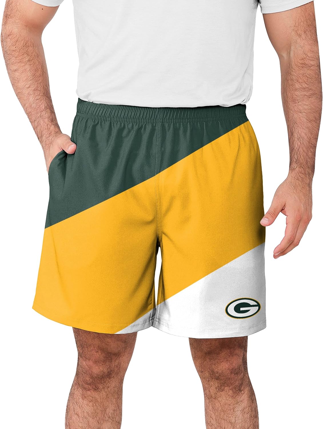 FOCO Green Bay Packers NFL Mens Colorblock Double Down Liner Training Shorts - XXL - Image 2