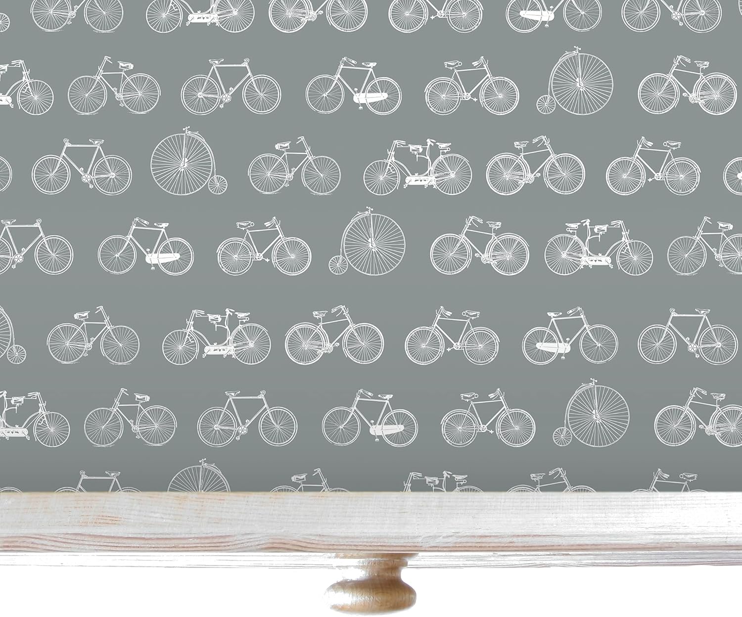 The Master Herbalist Unscented & Wipe Clean Drawer Liners with a Bicycle Design on Dusk Blue - Image 3