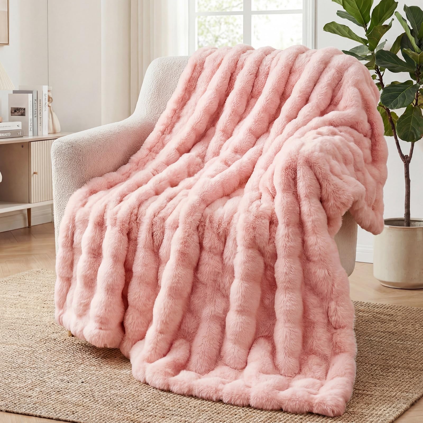 Kuscheldecke Kaninchen Plüsch Decke Super Soft Wohndecke Dick 1000 G/M² Flanell Decke Couchdecke Warme Überwurfdecke Sofadecke Vielseitig Blanket Für Bett Sofa Schlafzimmer Büro