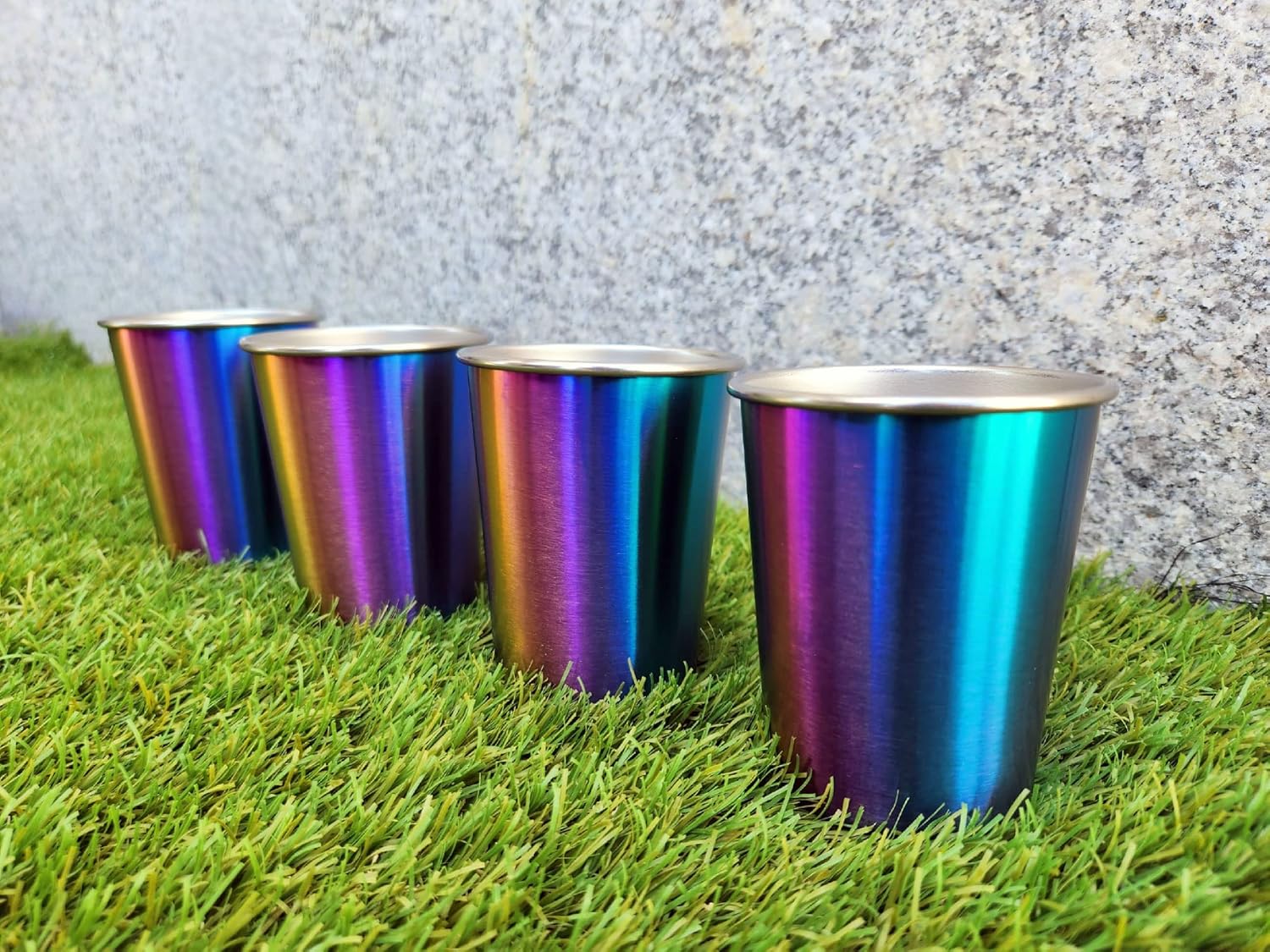 Stainless Steel Kids Cups 8 oz - Stainless Steel Small Children Cups for Home & Outdoor Activities, BPA Free Unbreakable Premium Stackable Metal Drinking Glasses (4-Pack) - Rainbow Colorful Finish - Image 4