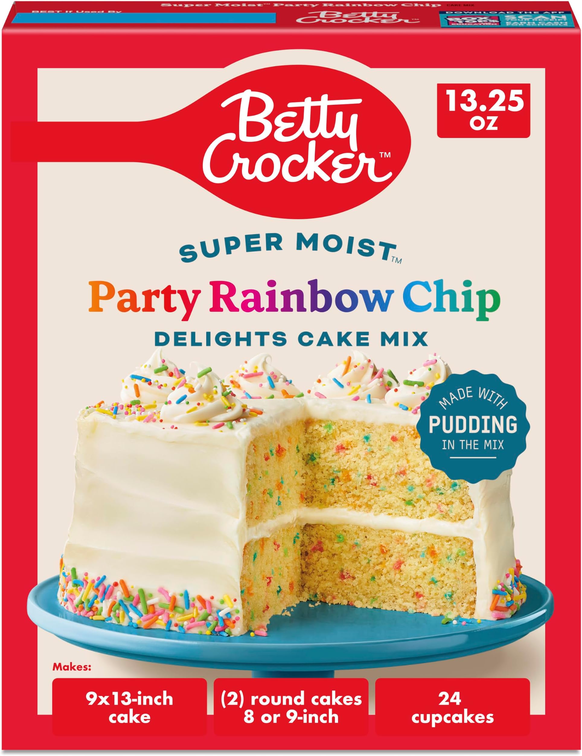 A American Food Mart Betty Crocker Delights Super Moist Party Rainbow Cake Mix 376g (13.25oz)