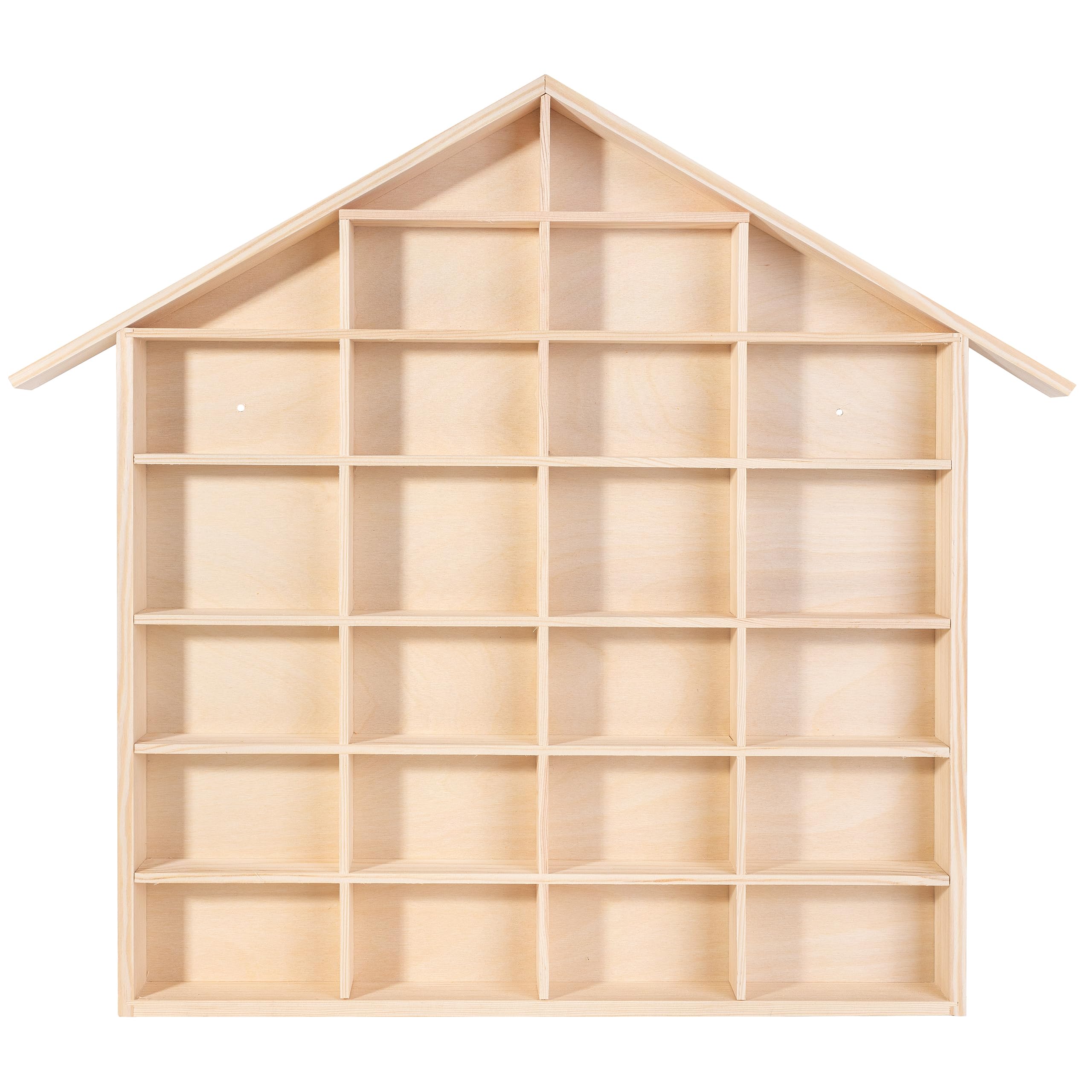 Creative Deco Bacheca da Parete Portaoggetti Scaffale Legno a Forma di Casa 56 x 50 x 3,5 cm 26 Scomparti