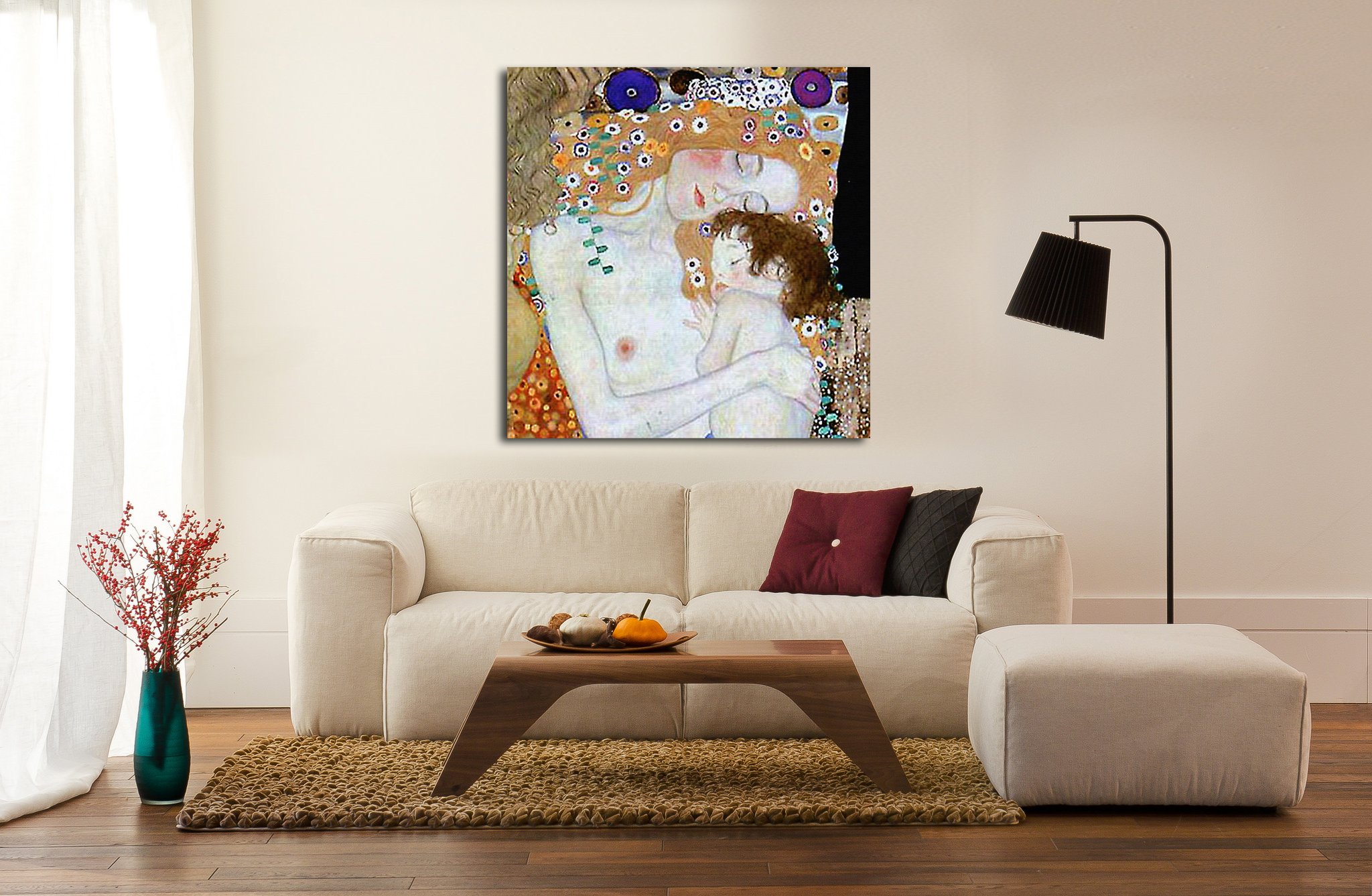 Grafic Quadro Klimt Madre e bambino - Klimt donna con bambino - stampa su tela canvas con o senza telaio (CM 40X40, QUADRO CON TELAIO IN LEGNO)