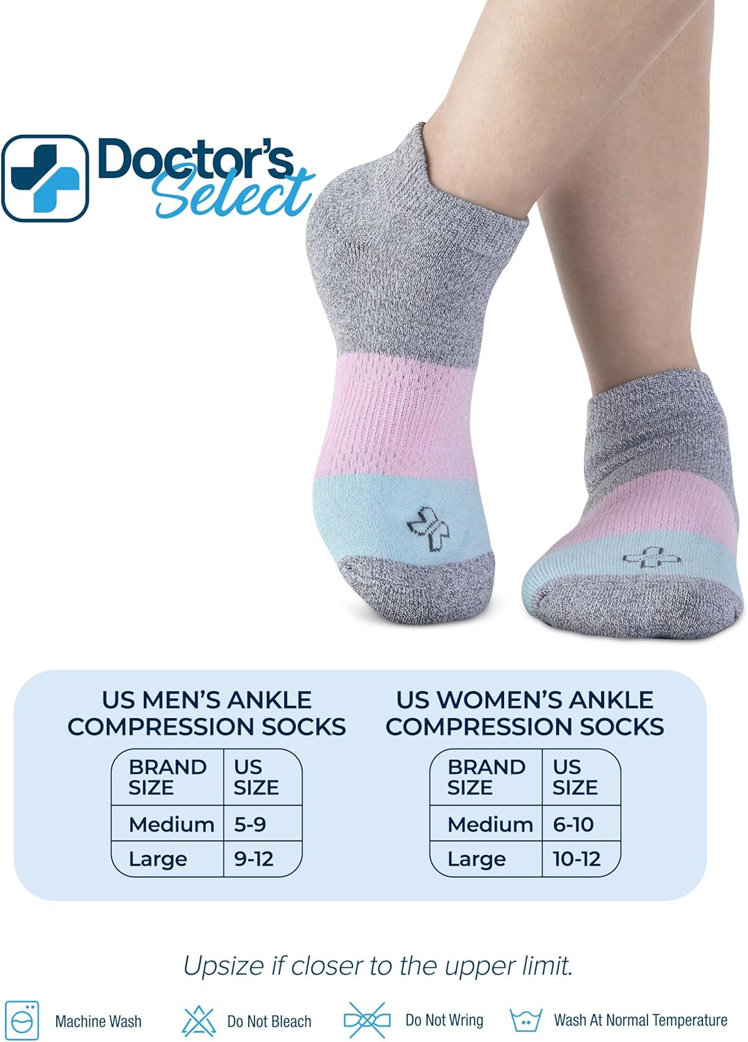 Doctor's Select Viscose Bamboo Ankle Diabetic Socks for Women and Men - 6 Pairs | Super Soft, Non Binding, Loose Wide Top - Image 6