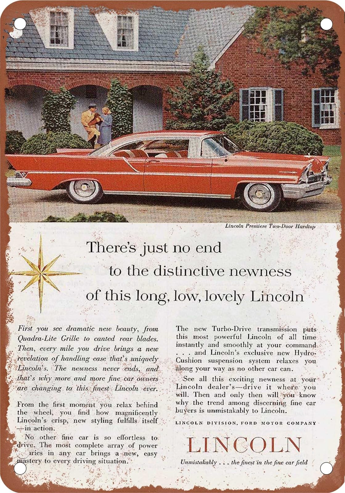 Miaomansenstore Metal Sign - 1957 Lincoln Vintage Ad 06 - Old Retro Rusty Look Home Decor