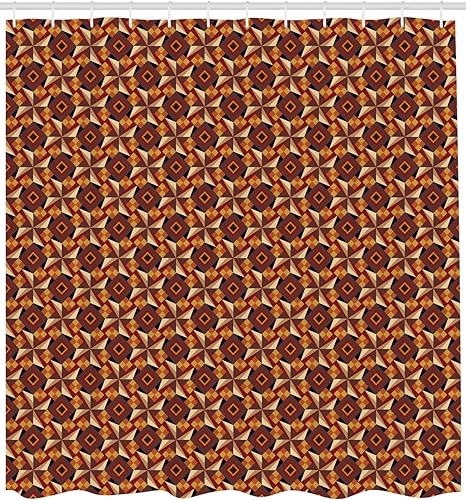 Miniatura 2 de Ambesonne Cortina de ducha moderna, diseño retro de los años 60 y 70 con diseño de triángulos, diseño de triángulos, juego de decoración de baño de