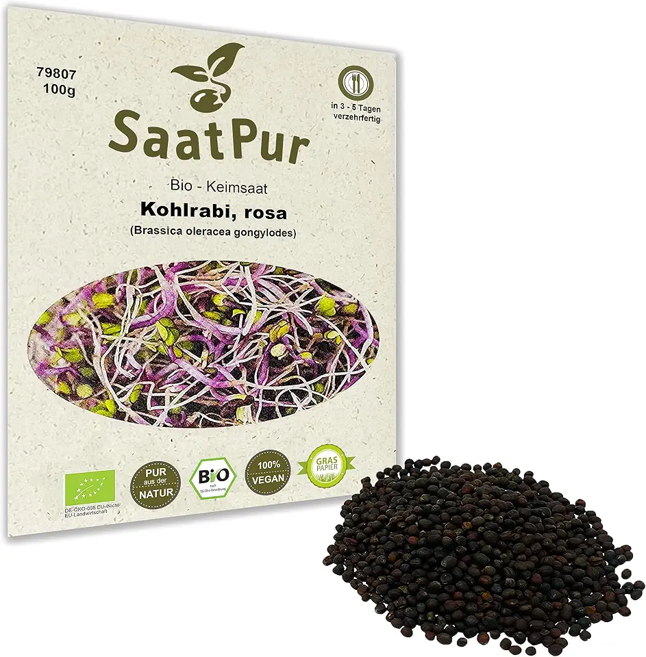 100 g BIO Keimsprossen Rosa Kohlrabi Samen für die Sprossenanzucht Sprossen Microgreen Mikrogrün
