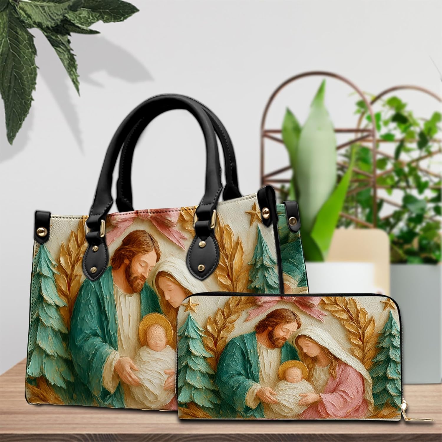 Personalized Christmas Leather Bag, 3D Inflated Handbag with Adjustable Strap, Custom Name Holiday Purse for Women Mom - Image 3