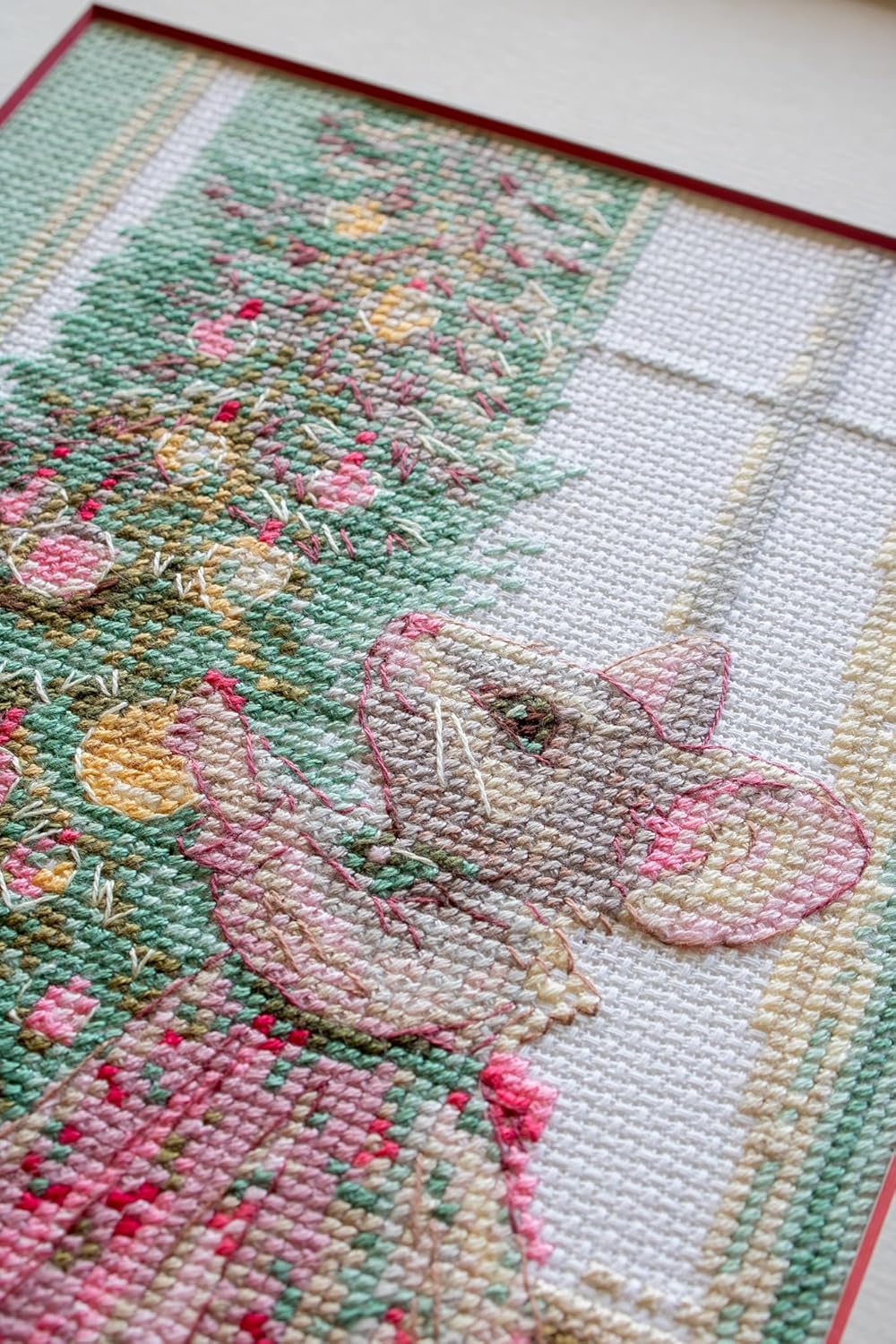 Aine - Merry Mouse A1026, Christmas Cross Stitch Kits 6" x8¼, Festive Cross Stitch Kits for Beginners & Advanced, Crossstitching Kit Adult, Animals Embroidery Counted Stitching Kit