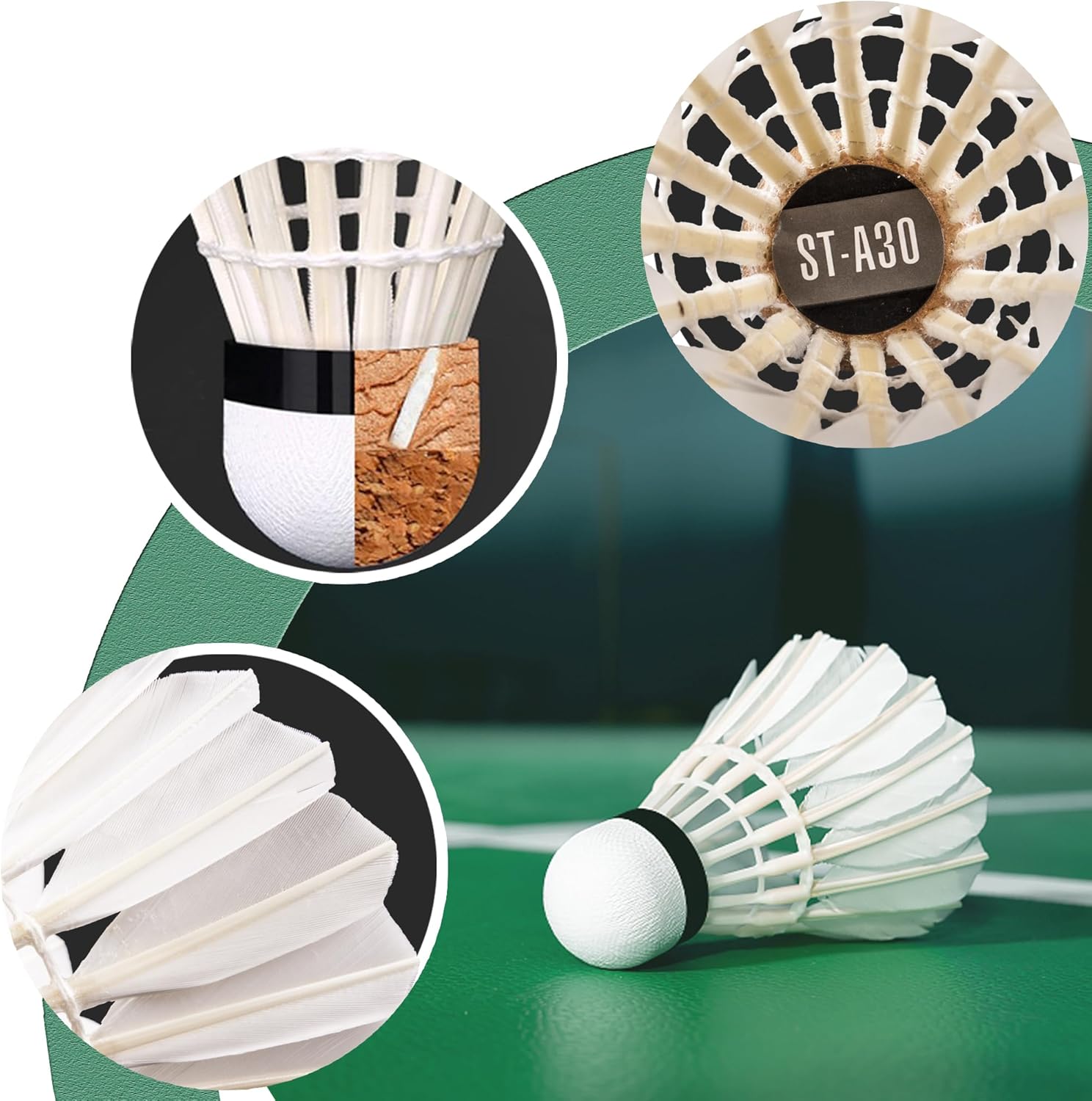 Senston A30 Badminton Shuttlecocks Sports Birdies Shuttlecock for Outdoor Indoor Sports Activities Badminton Birdies with High Stability and Durability Badminton Ball
