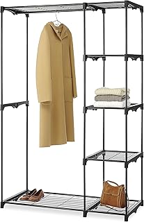 Deluxe Double Rod Freestanding Closet Heavy Duty Storage Organizer