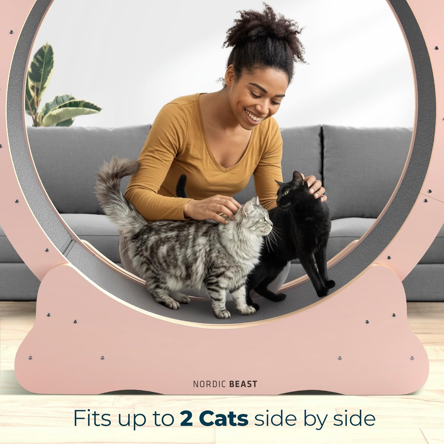 Pink 48'' XL Cat Wheel – Safe, Quiet & Stable Exercise Wheel for Large Indoor Cats up to 45 lbs – 15.7'' Extra-Wide Surface Fits 2 Cats Side by Side & Prevents Wobbling, 1-Year Warranty