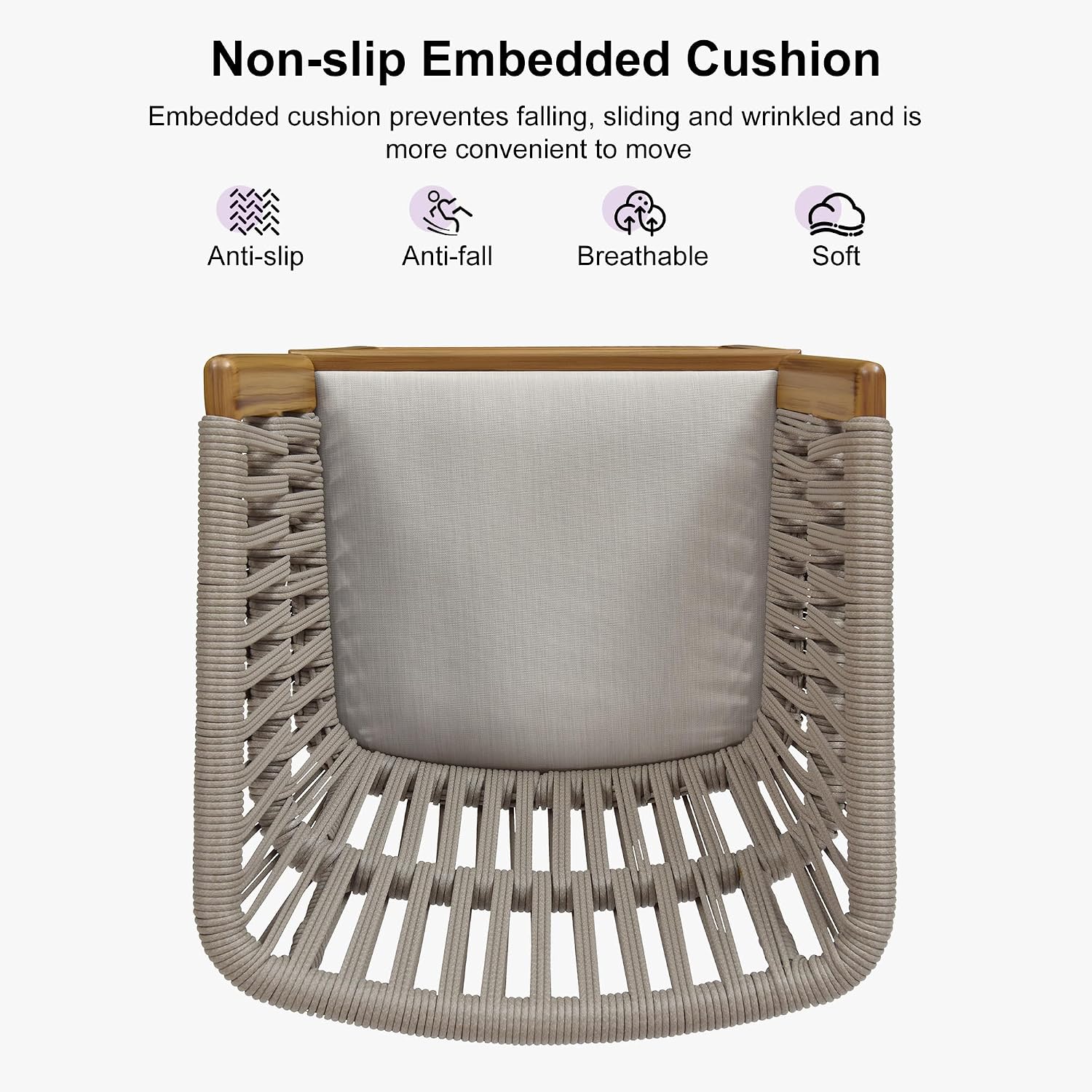 PURPLE LEAF Outdoor Counter Height Bar Stools Set of 2 for Overweight Wicker Rattan Patio Barstools Woven Modern Bar Chairs with Backrest and Cushions for Garden Outside Teak