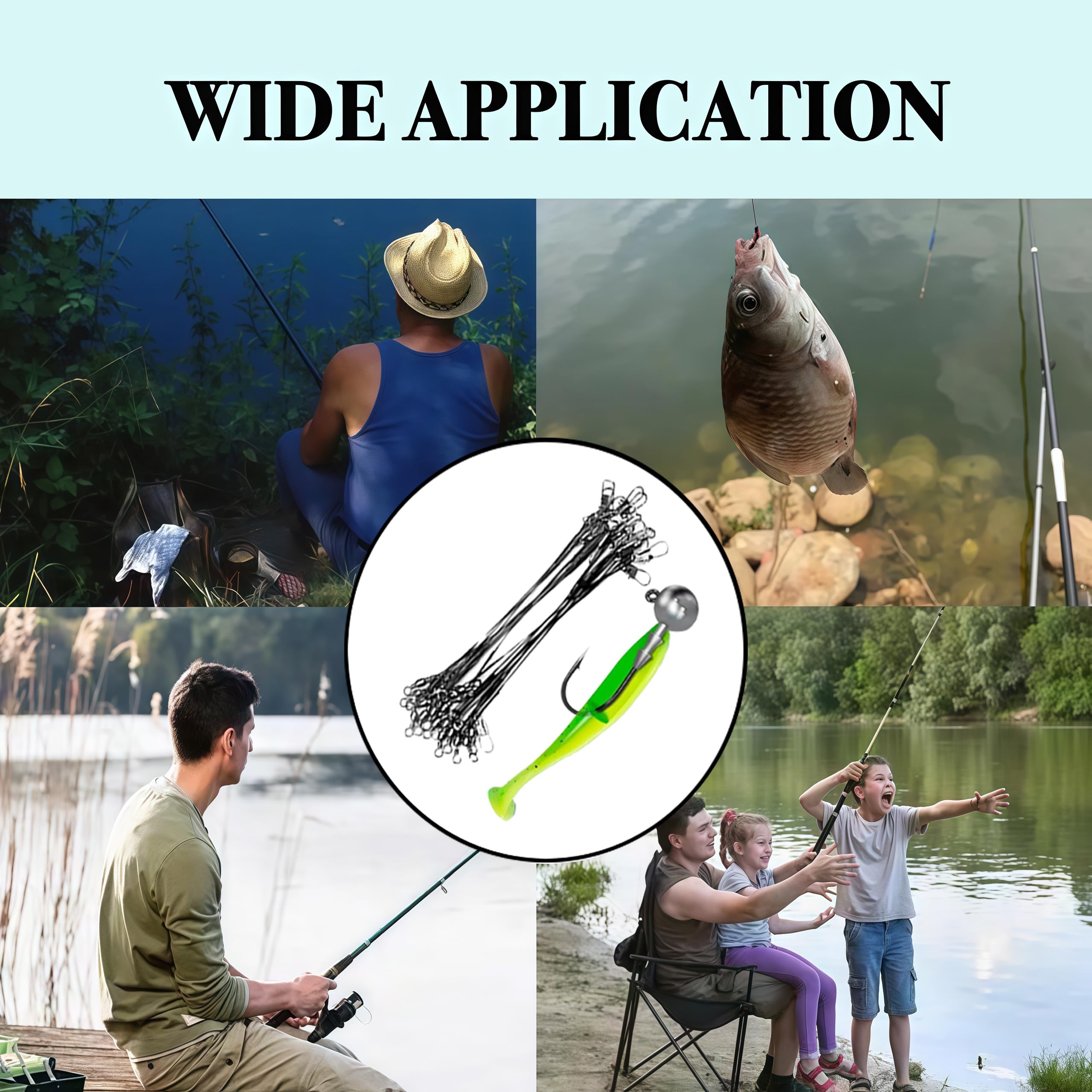 70 accesorios de pesca, 10 conjuntos de atractivos de goma, 40 piezas de fondo de línea de acero, 20 cabezales de plomada de material de pesca, señuelos flexibles de pesca para peces de agua dulce y