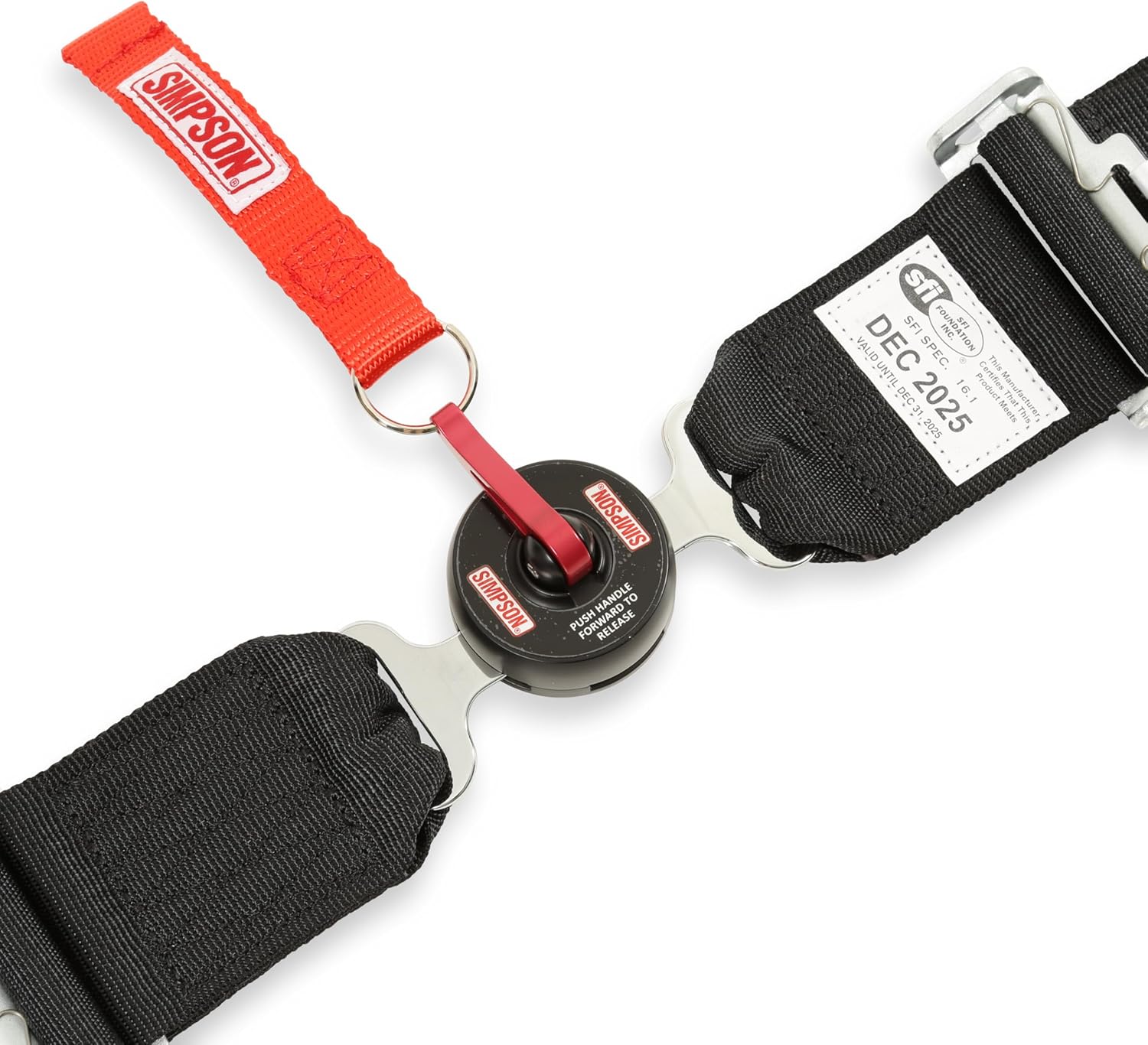 SIMPSON Racing 29110BK Harness - Camlock - 5 Point - SFI 16.1 - Pull Down - Bolt In - 55 inch L - Black - Each