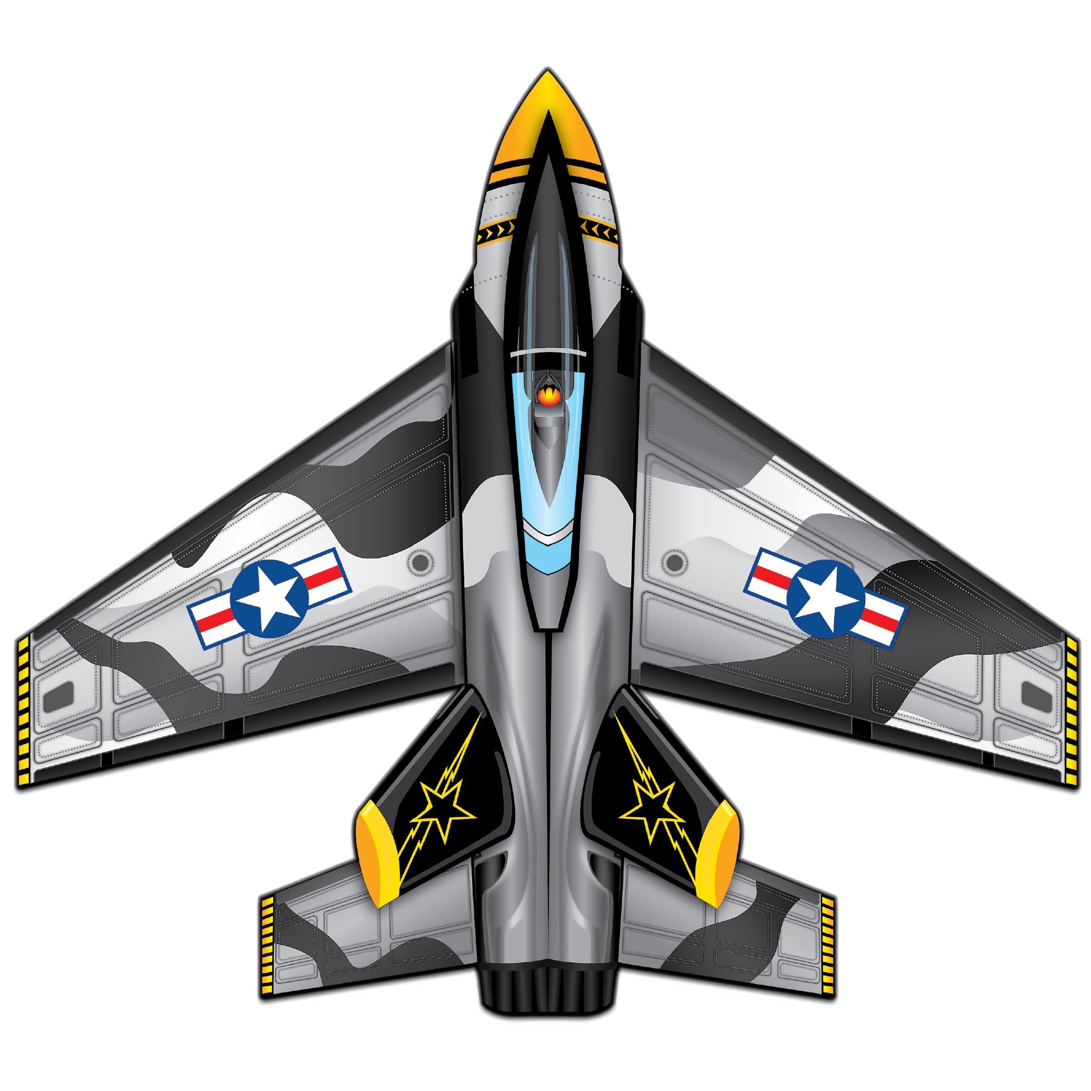 WindNSun Supersize Ultra Jet Fighter Ripstop Nylon Fighter Jet Airplane Kite, 57 Inches Wide