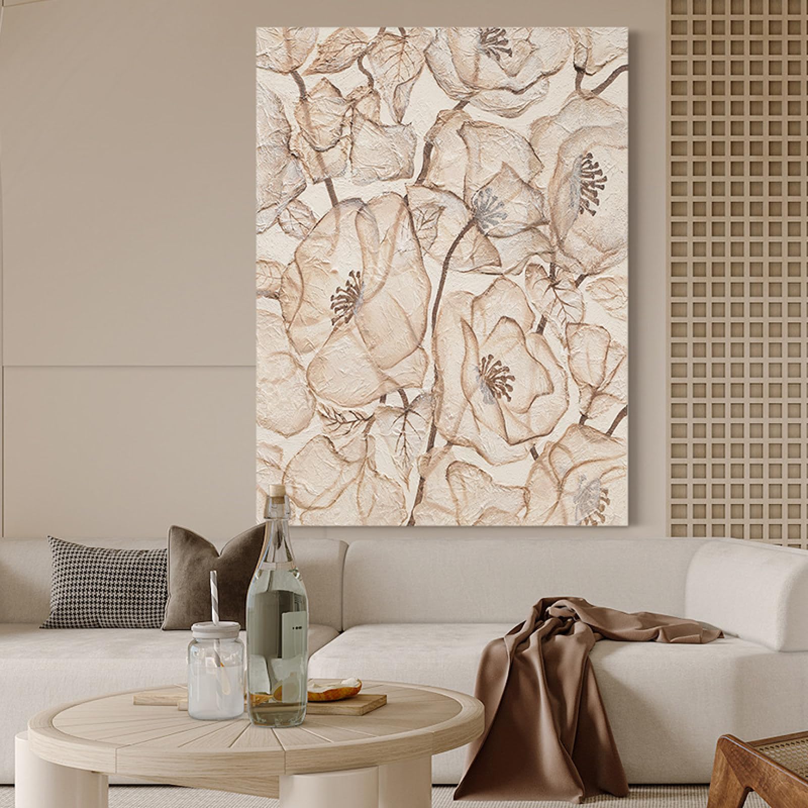 Peinture de texture de fleurs de montagnes abstraites pour grand mur vide de salon