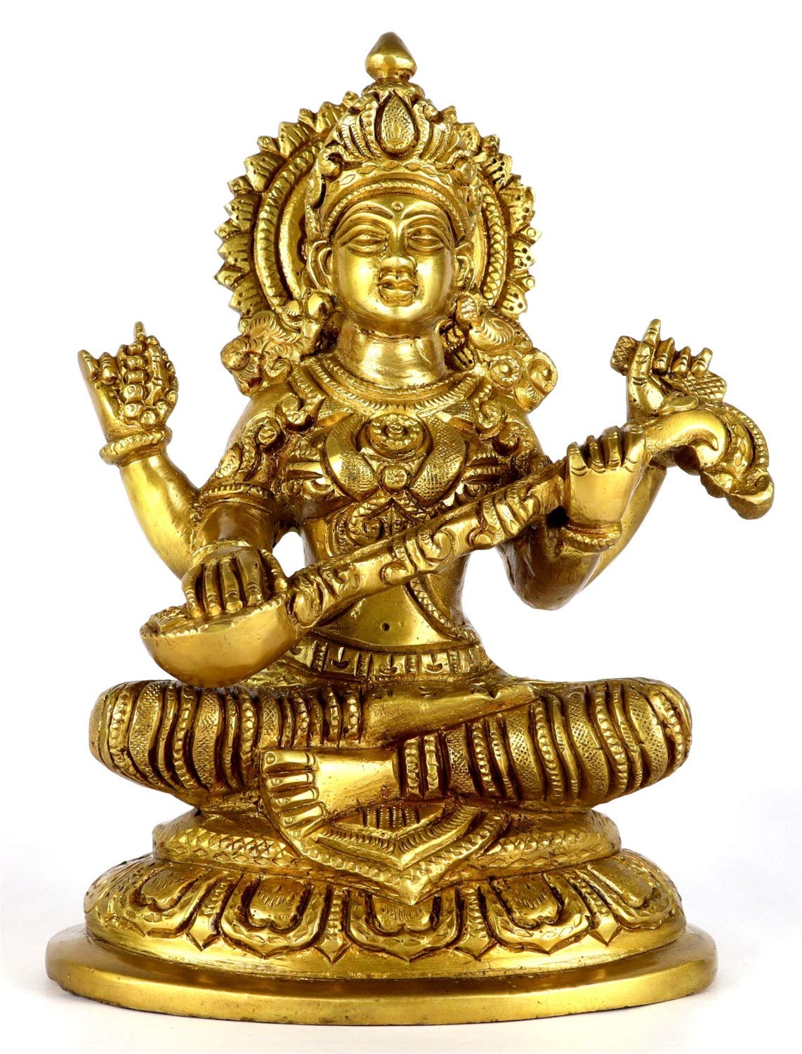 Statue en laiton Saraswati cadeau spirituel pour diplôme et arts