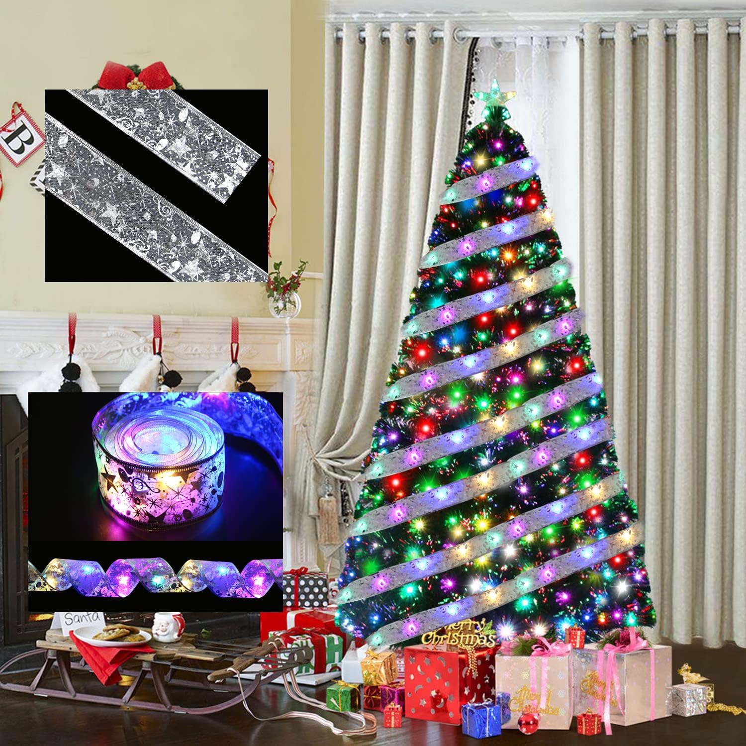 LOKIPA Christmas Fairy LED Lights, 16.4ft Christmas Ribbon Fairy Lights