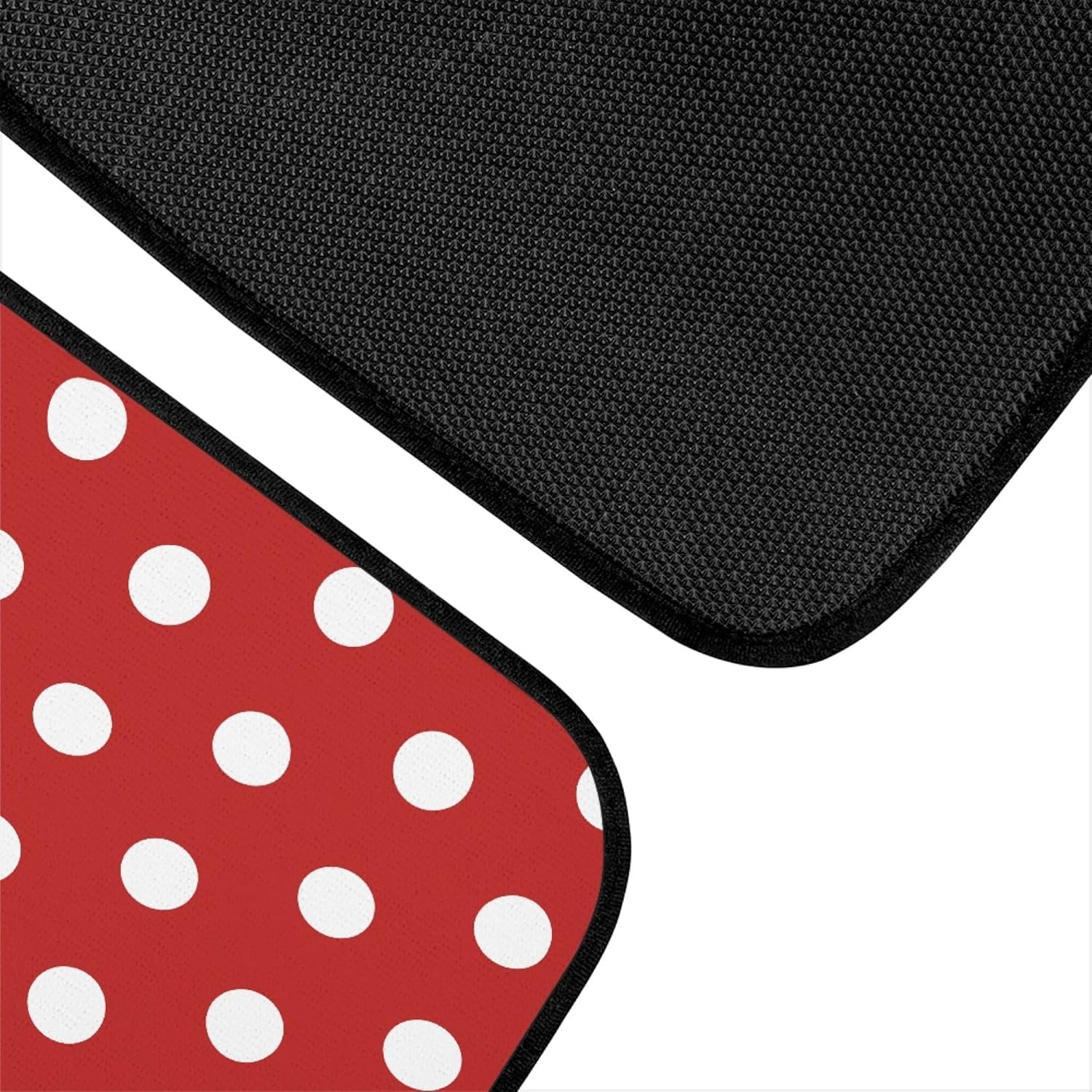 Polka Dots Car Mats Set of 4 Abstract White Small Circle Dot Geometric Pattern on Red Background Floor Mats for Cars Non Slip Front Rear Vehicle Rugs Universal Auto Accessories for Trucks