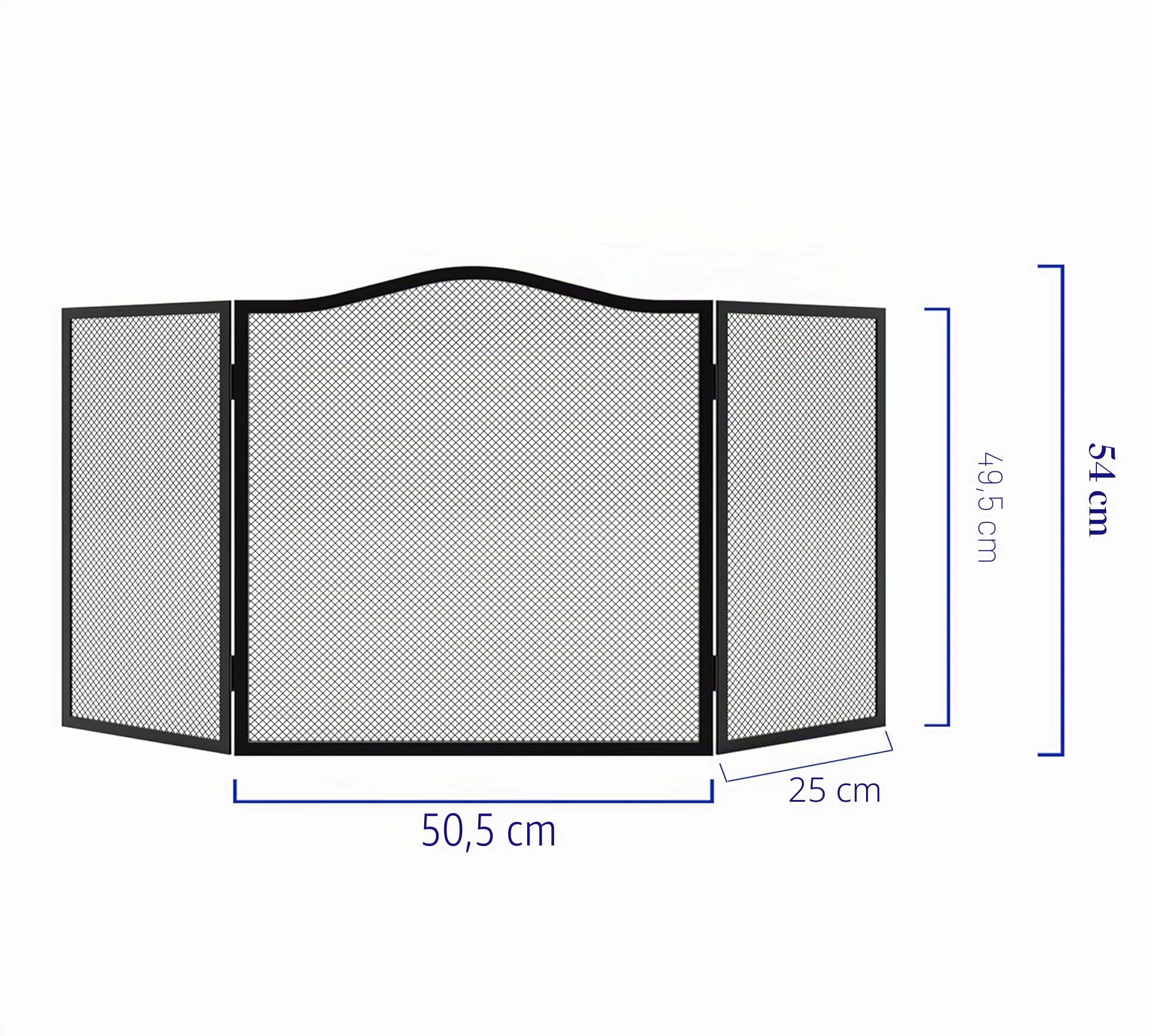 Kingson Parascintille Extra Large ad Arco a 3 Pannelli – Parascintille per Camino in Ferro Battuto Nero – Parascintille Pieghevoli con Maglia – 102 x 54 cm – Resistente al Calore, Sicuro per Bambini e