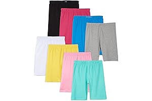 8-Pack Girls' Cotton Spandex Bike Shorts (Size 10-12)