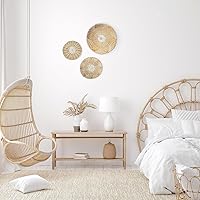 Vista 6 de ChicnChill Cesta tejida para decoración de pared, juego de 3 cestas tejidas a mano para pared con diseño africano, cestas rústicas para colgar