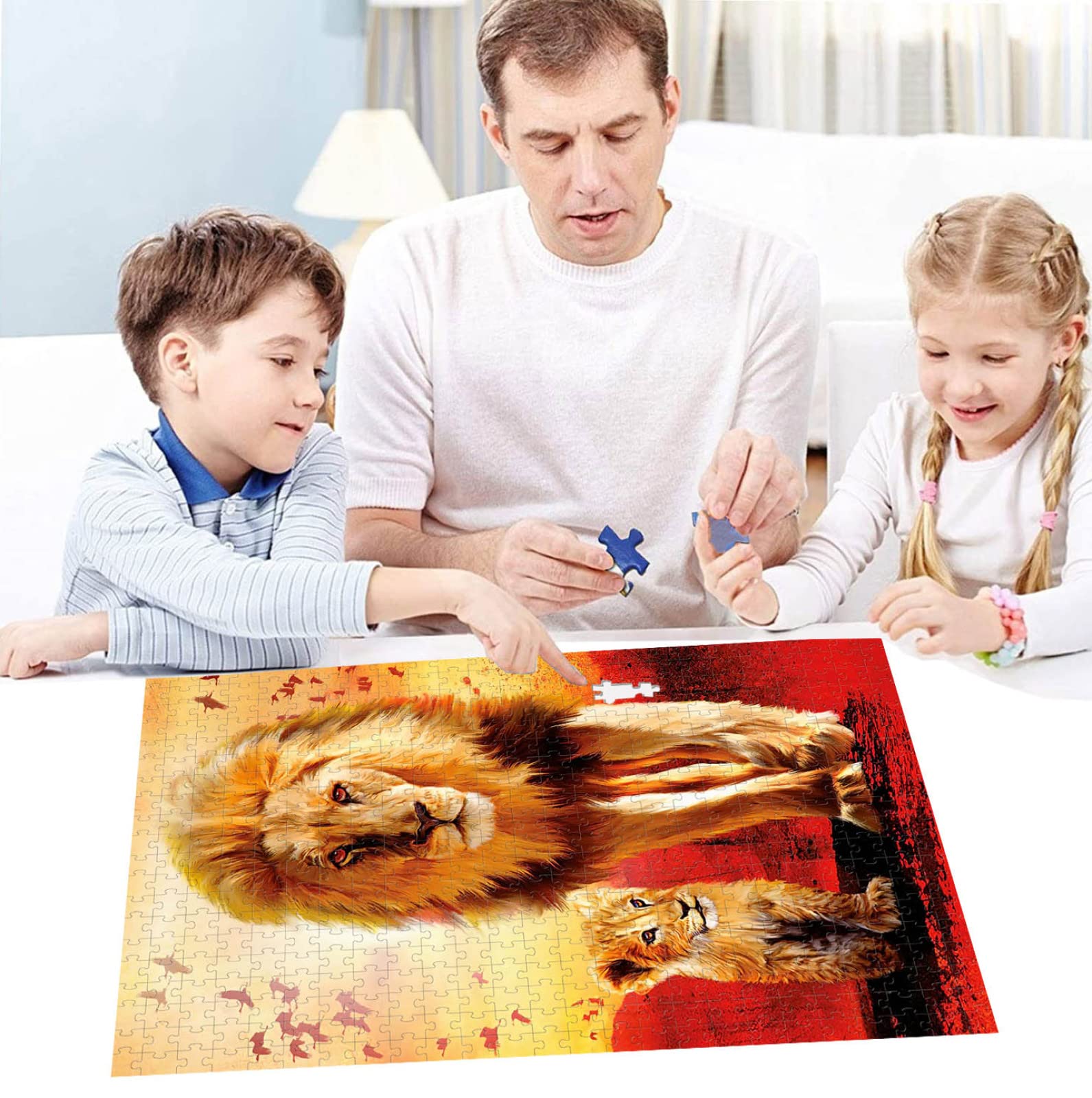 Puzzle per adulti 2000 pezzi Re leone e piccolo leone Giocattolo educativo stimolante antistress per adulti e bambini