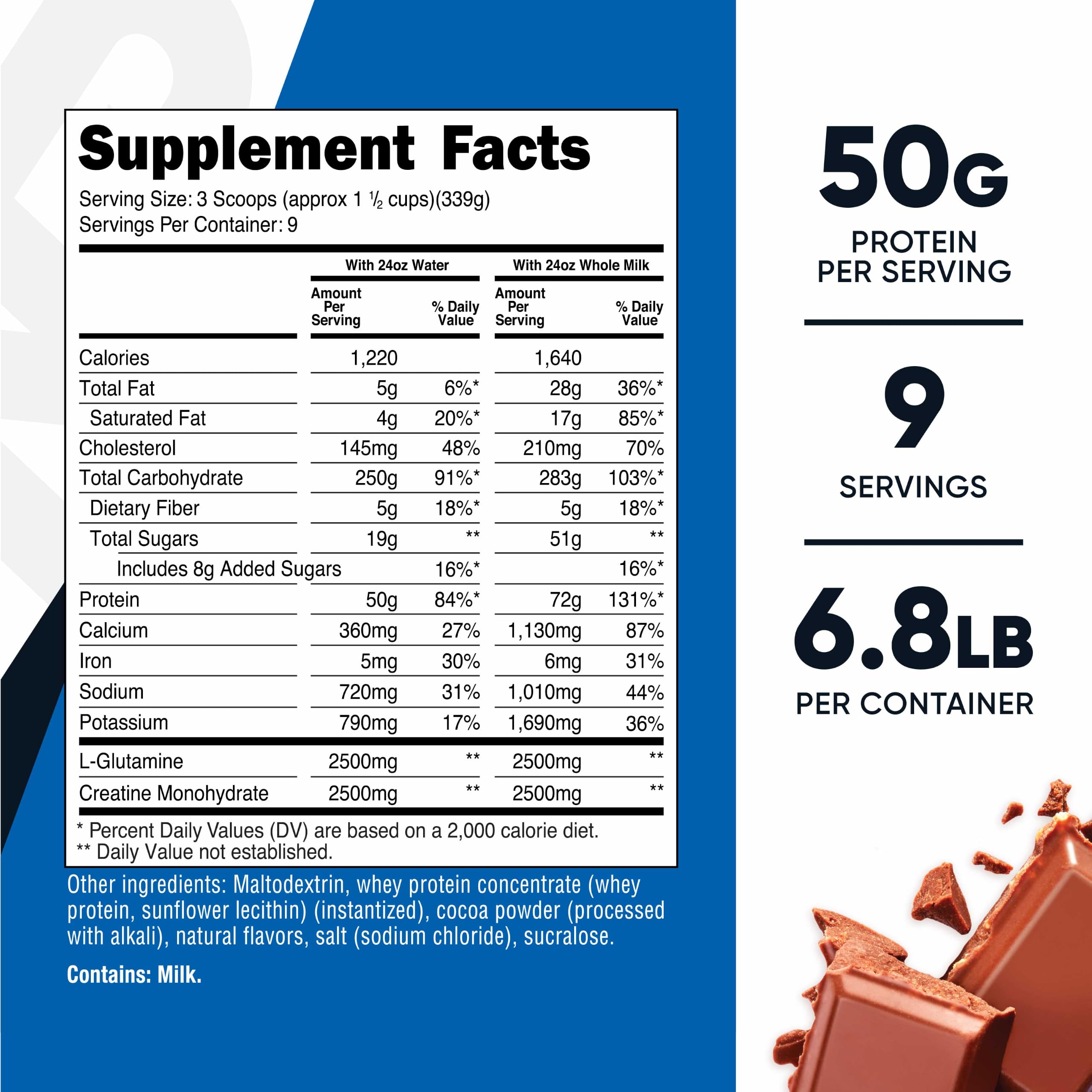 Nutricost Mass Gainer Powder (Double Chocolate) 7 LBS, Gluten Free — Amazon image 2