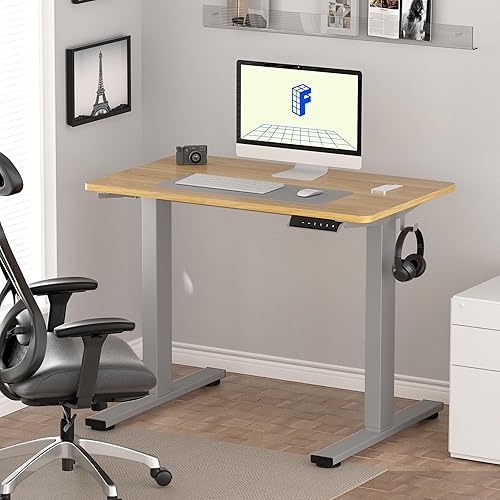 Miniatura 2 de FLEXISPOT Escritorio ajustable de 40 x 24 pulgadas, escritorio de trabajo eléctrico de altura ajustable con losa sólida (marco gris + parte superior