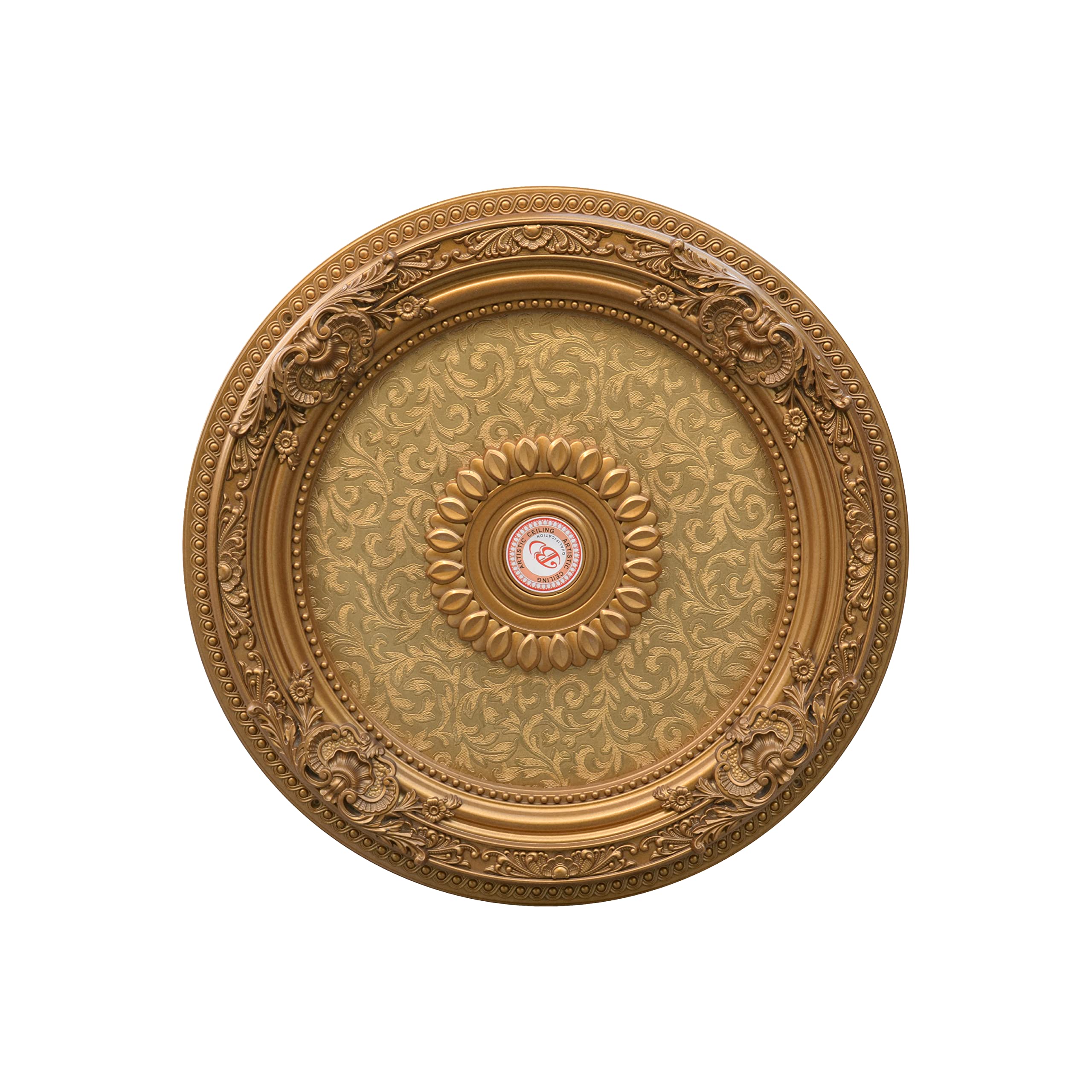 AFD Home Golden Leaf Gold Chandelier Ceiling Medallion and Fan Medallion, 36 inch